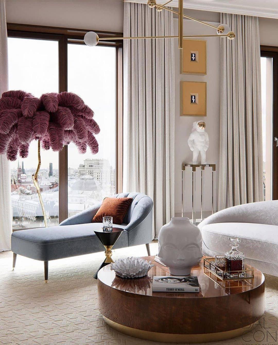 Ostrich Feather Brass Floor Lamp - Blowlighting