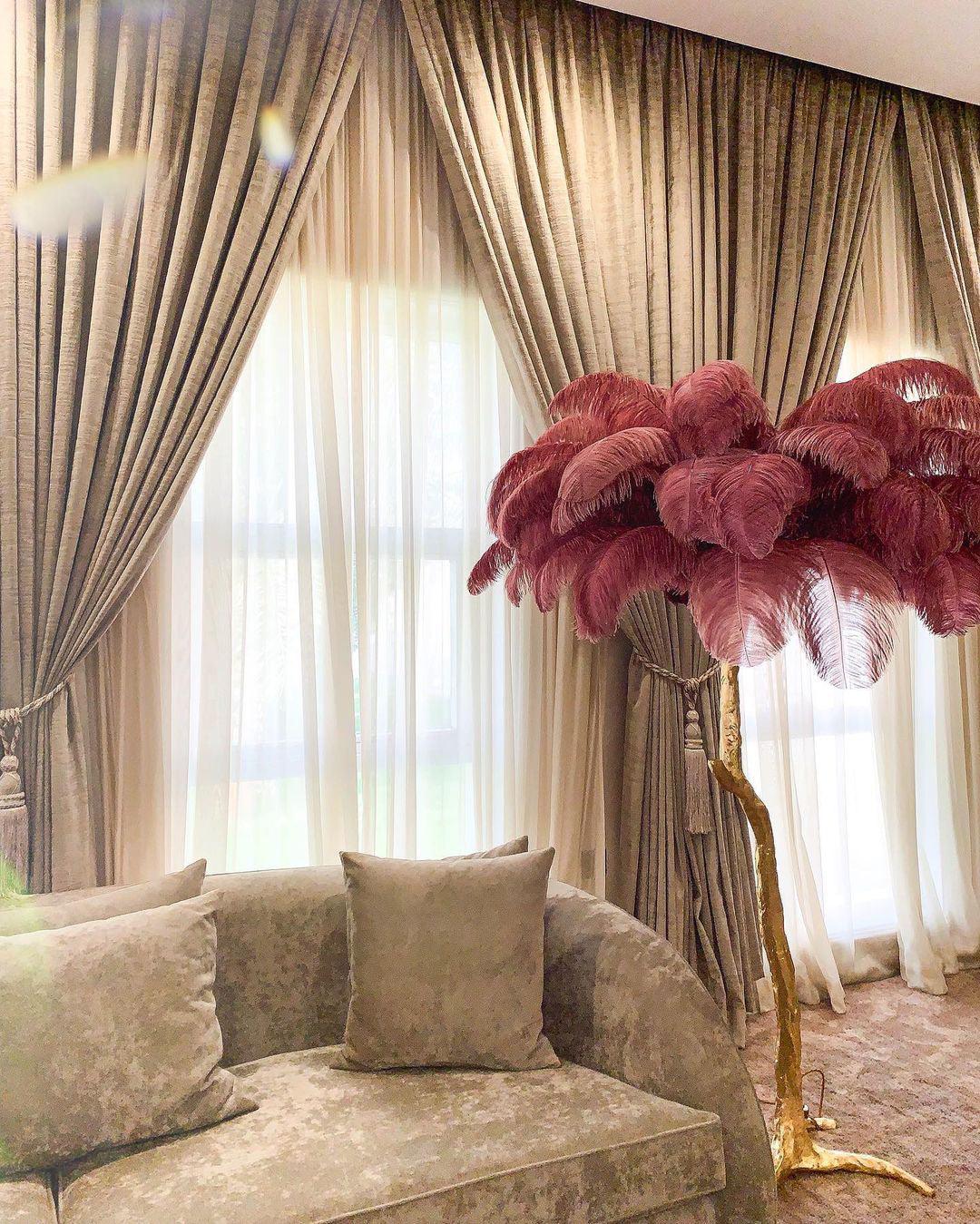 Ostrich Feather Brass Floor Lamp - Blowlighting