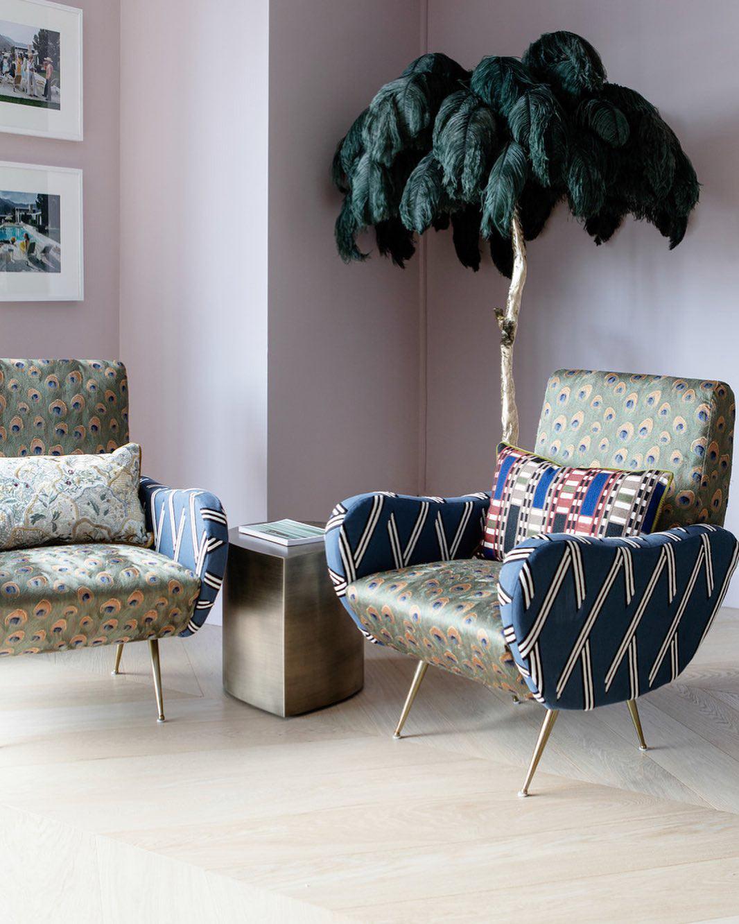 Ostrich Feather Brass Floor Lamp - Blowlighting