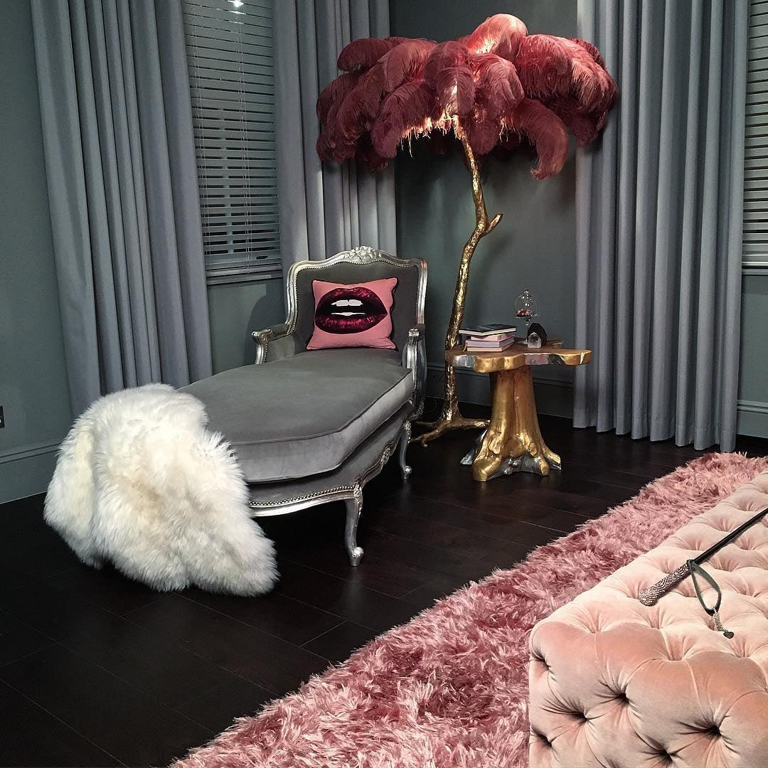 Ostrich Feather Brass Floor Lamp - Blowlighting