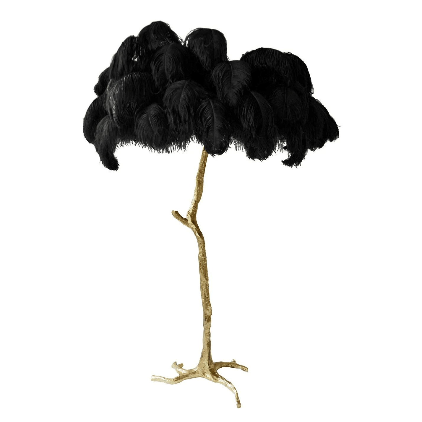 Ostrich Feather Brass Floor Lamp - Blowlighting
