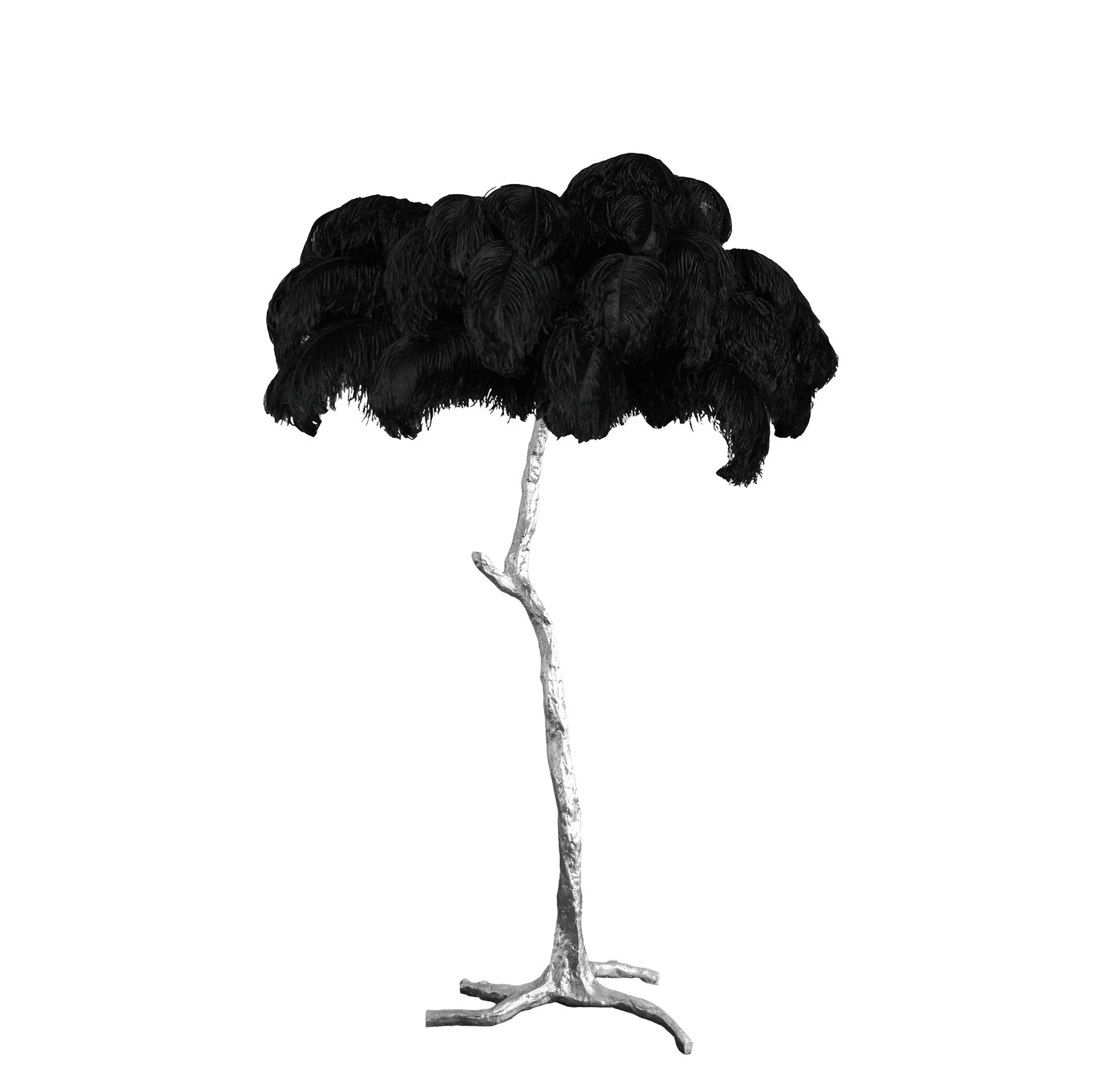 Ostrich Feather Brass Floor Lamp - Blowlighting