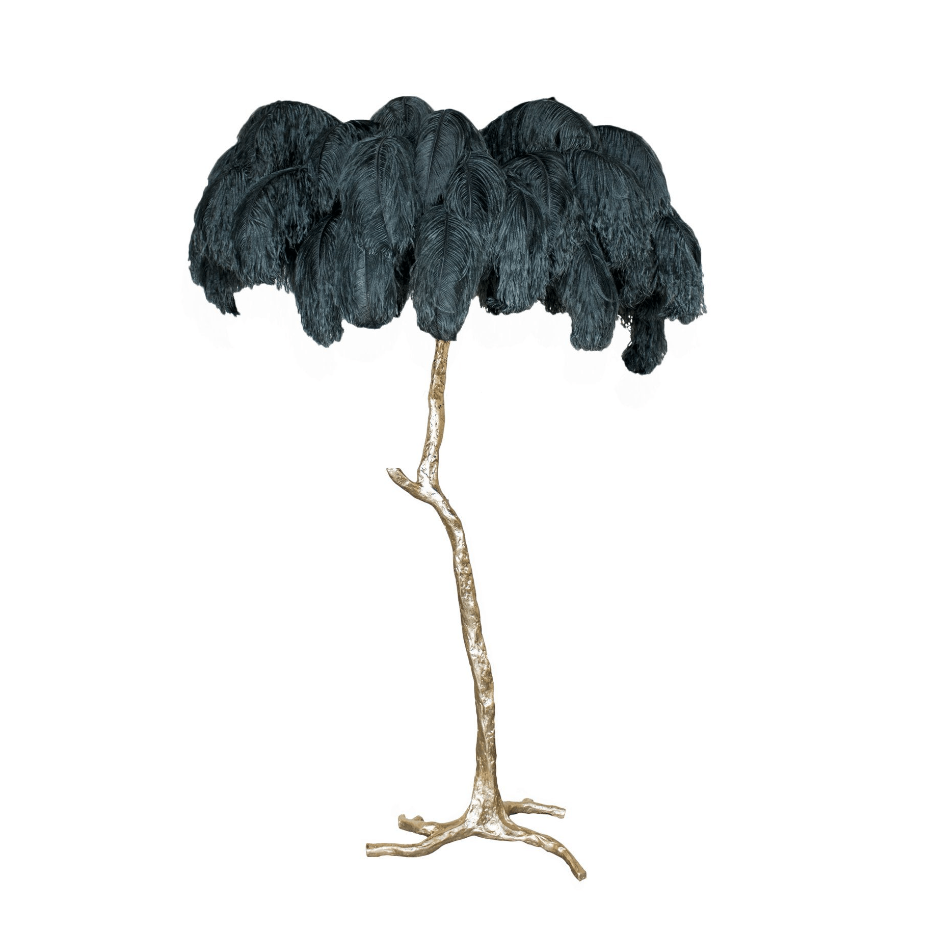 Ostrich Feather Brass Floor Lamp - Blowlighting