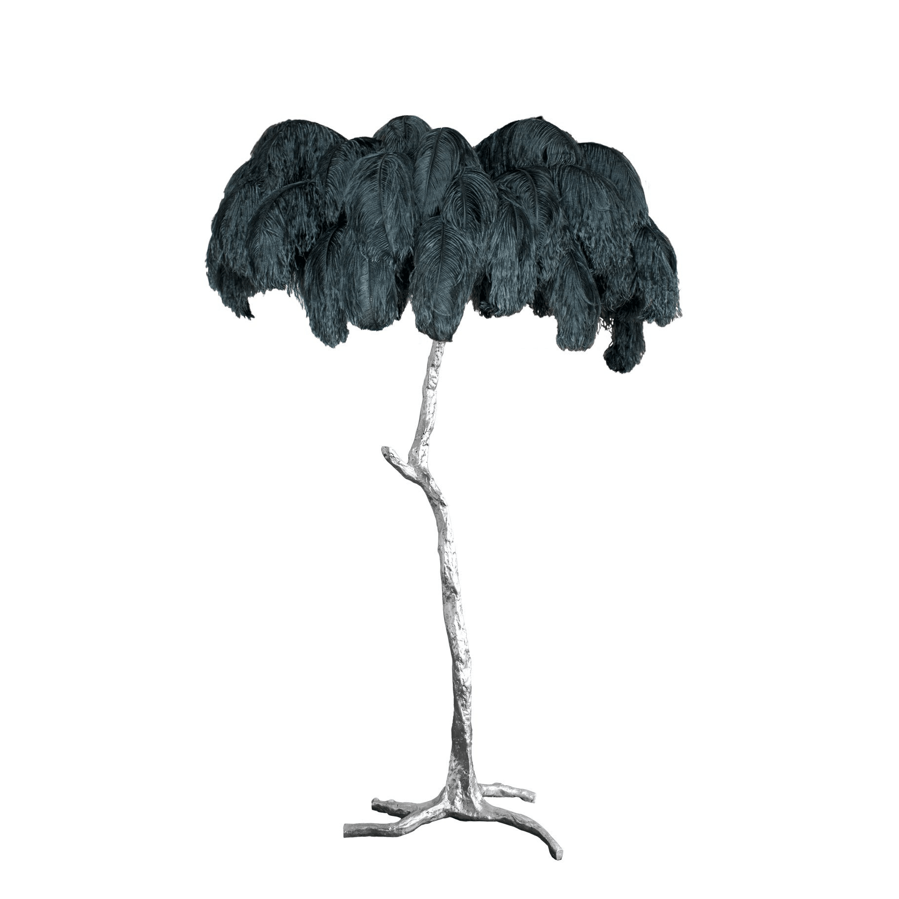 Ostrich Feather Brass Floor Lamp - Blowlighting