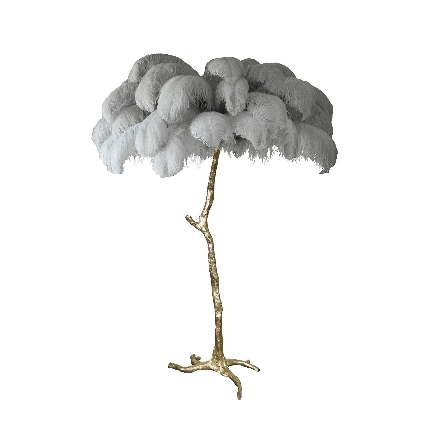Ostrich Feather Brass Floor Lamp - Blowlighting