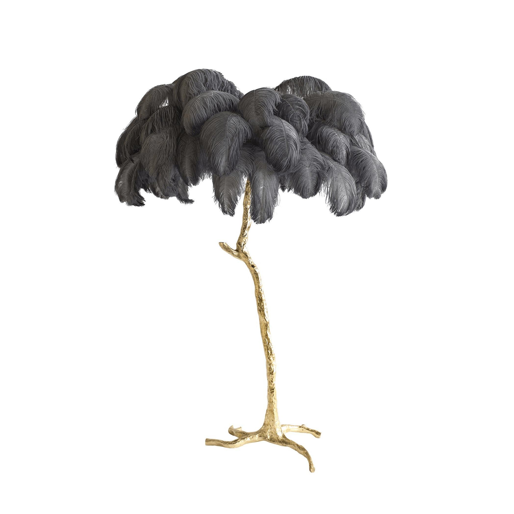 Ostrich Feather Brass Floor Lamp - Blowlighting
