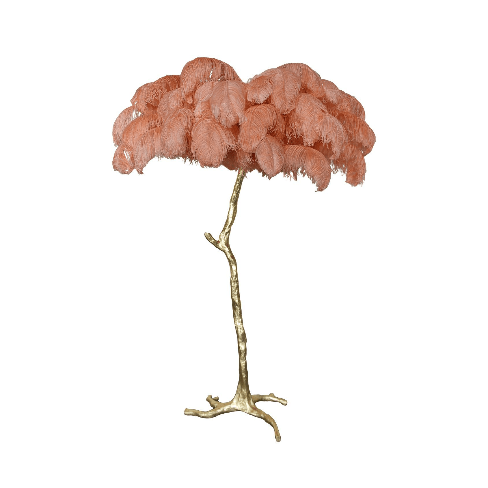 Ostrich Feather Brass Floor Lamp - Blowlighting
