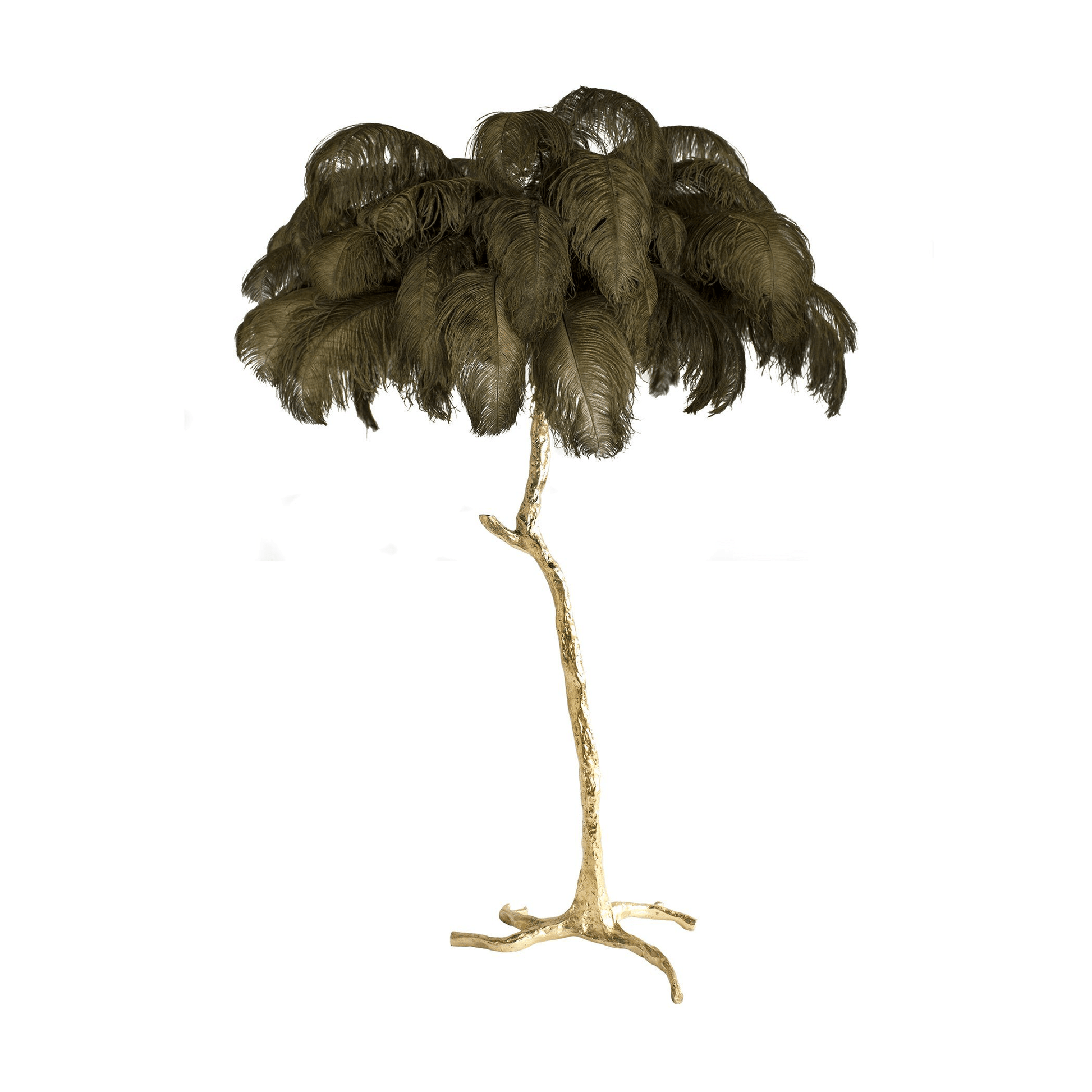 Ostrich Feather Brass Floor Lamp - Blowlighting
