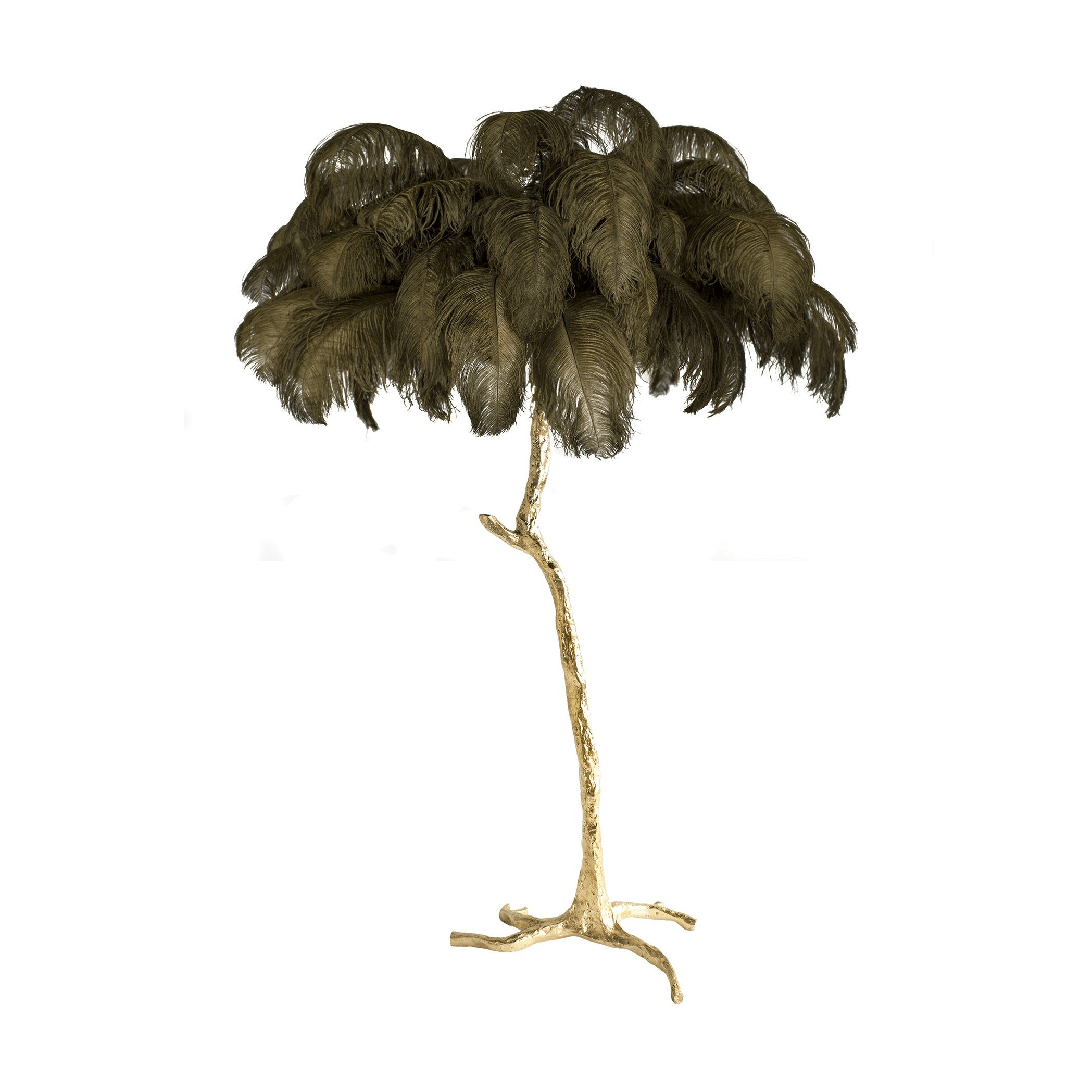 Ostrich Feather Brass Floor Lamp - Blowlighting