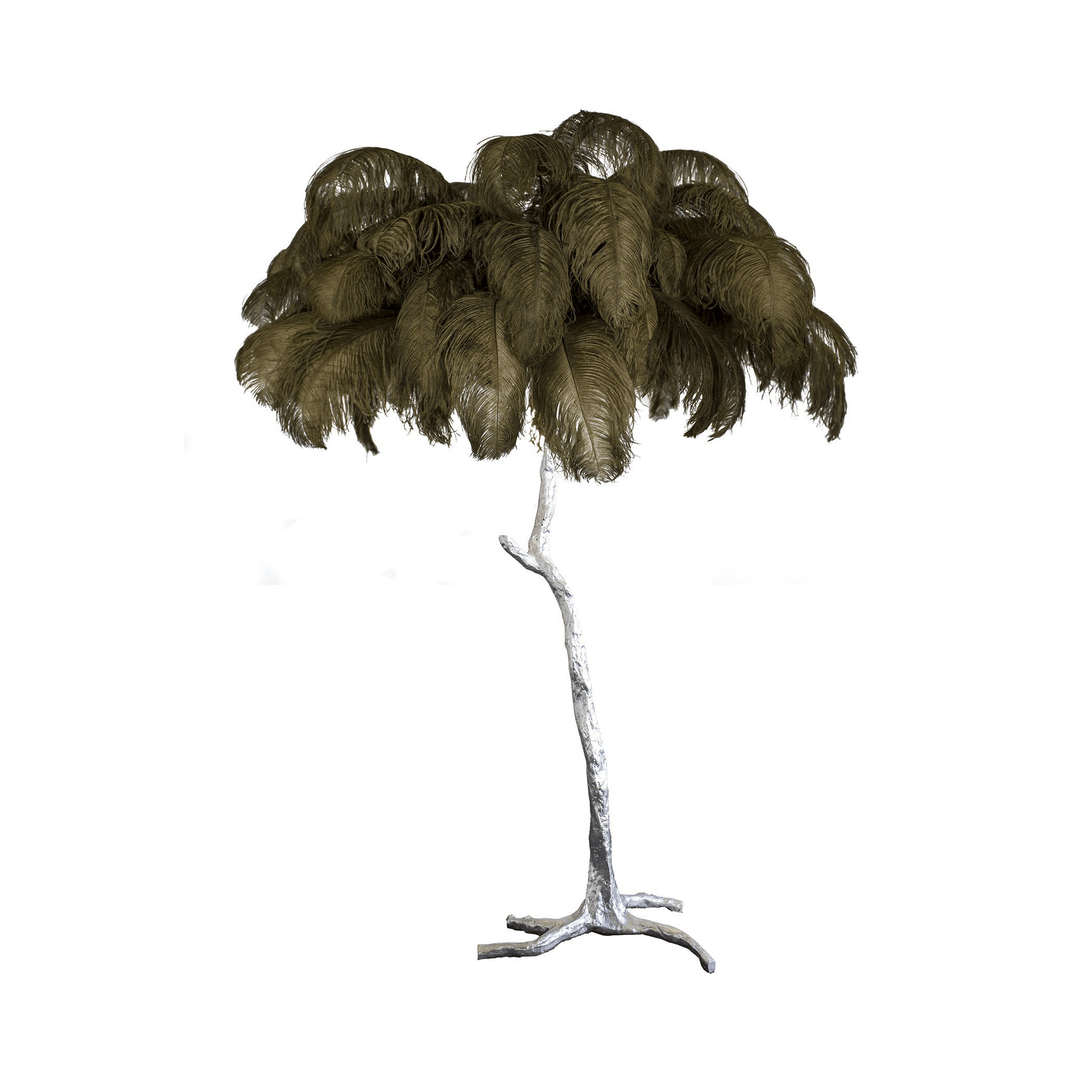 Ostrich Feather Brass Floor Lamp - Blowlighting