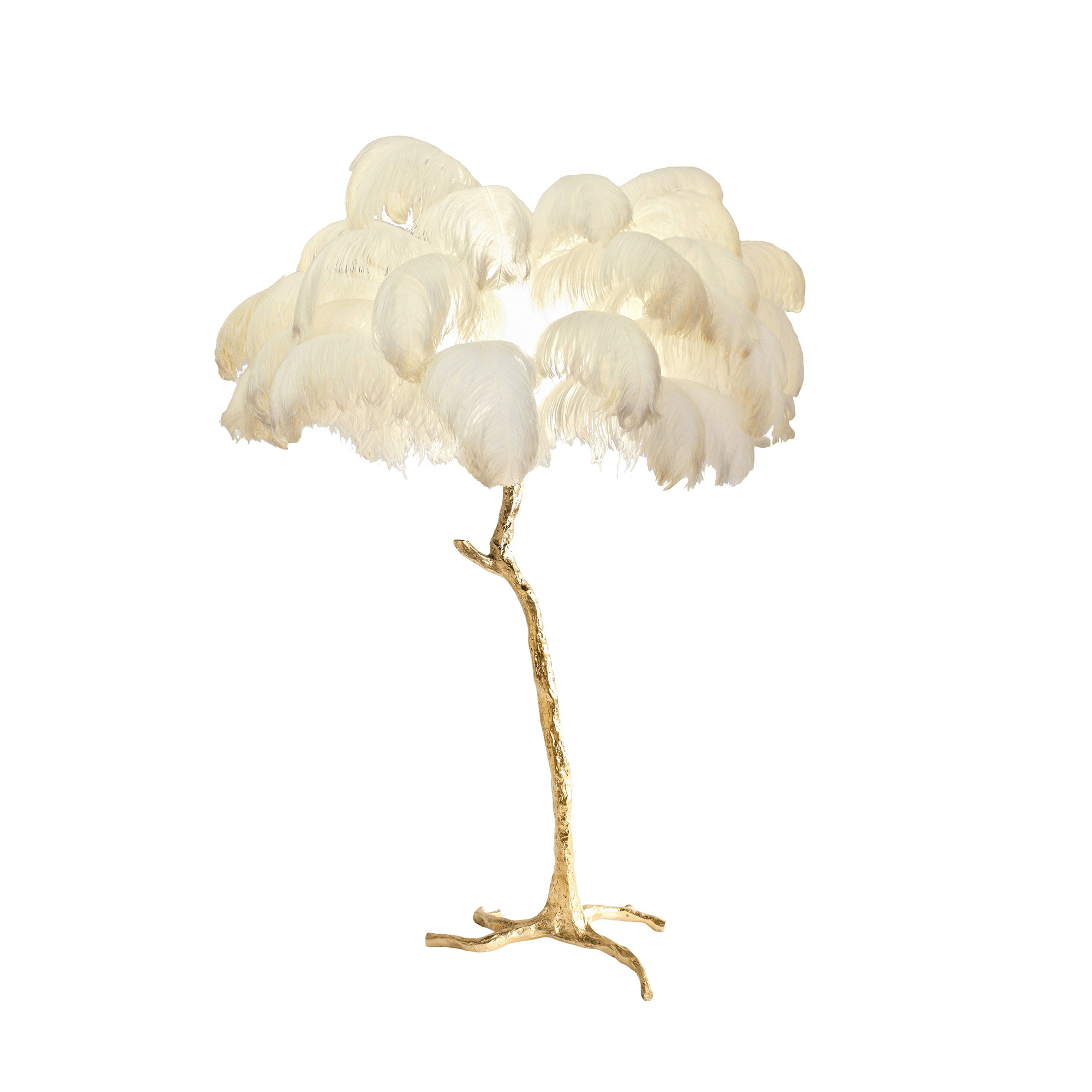 Ostrich Feather Brass Floor Lamp - Blowlighting