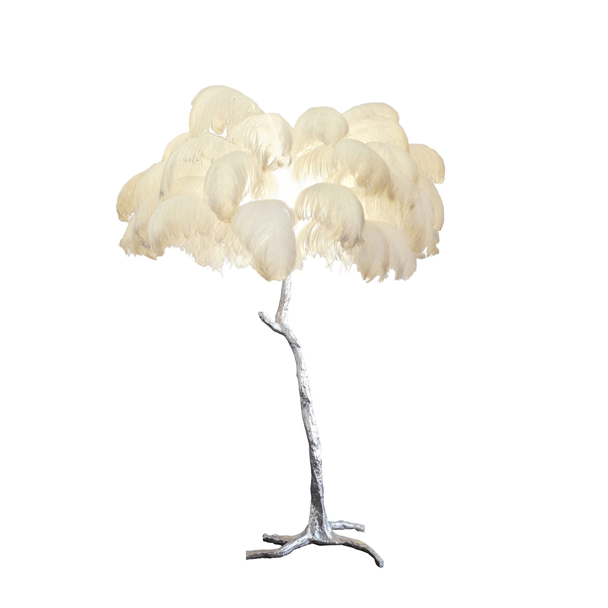 Ostrich Feather Brass Floor Lamp - Blowlighting