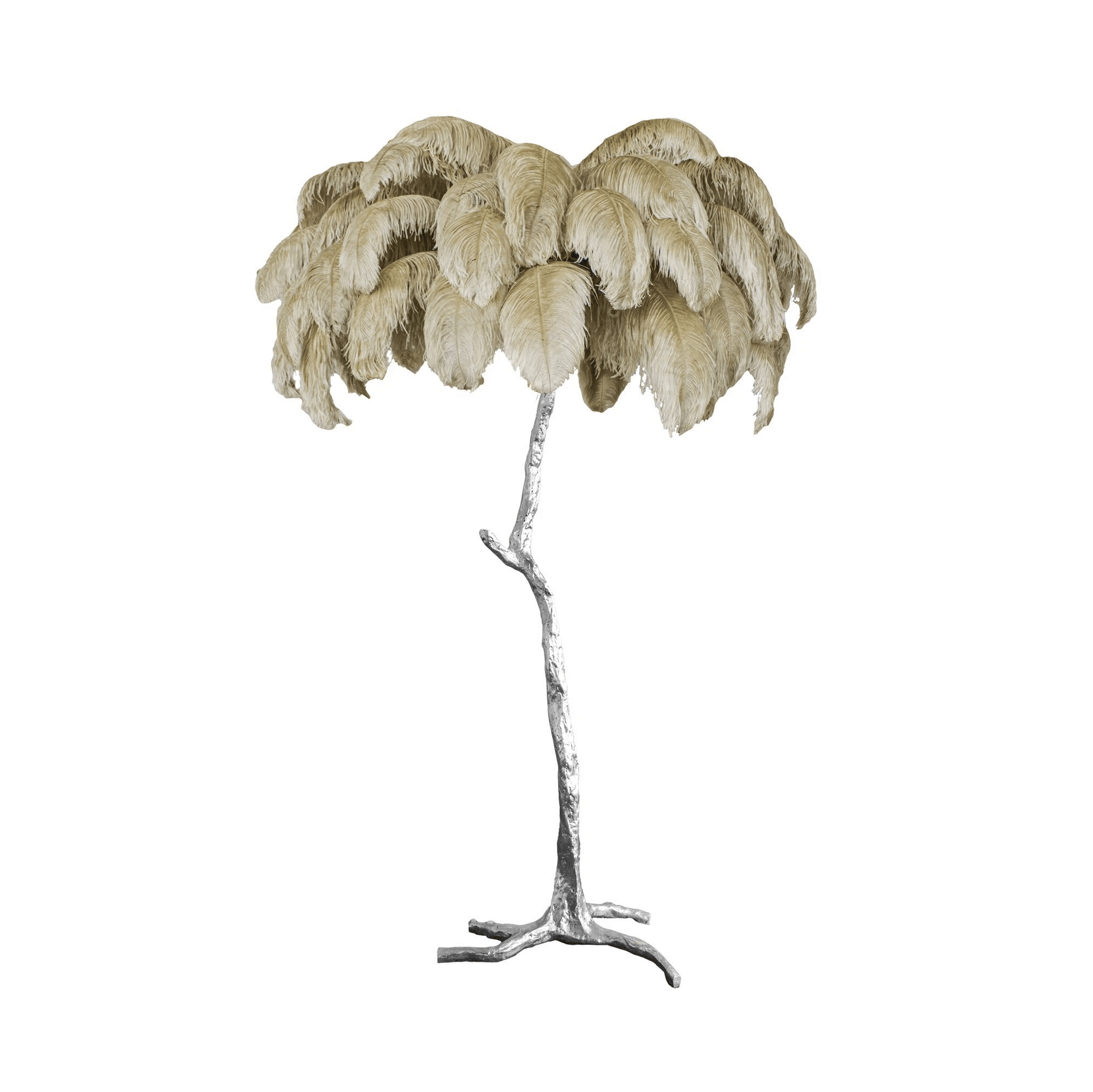 Ostrich Feather Brass Floor Lamp - Blowlighting