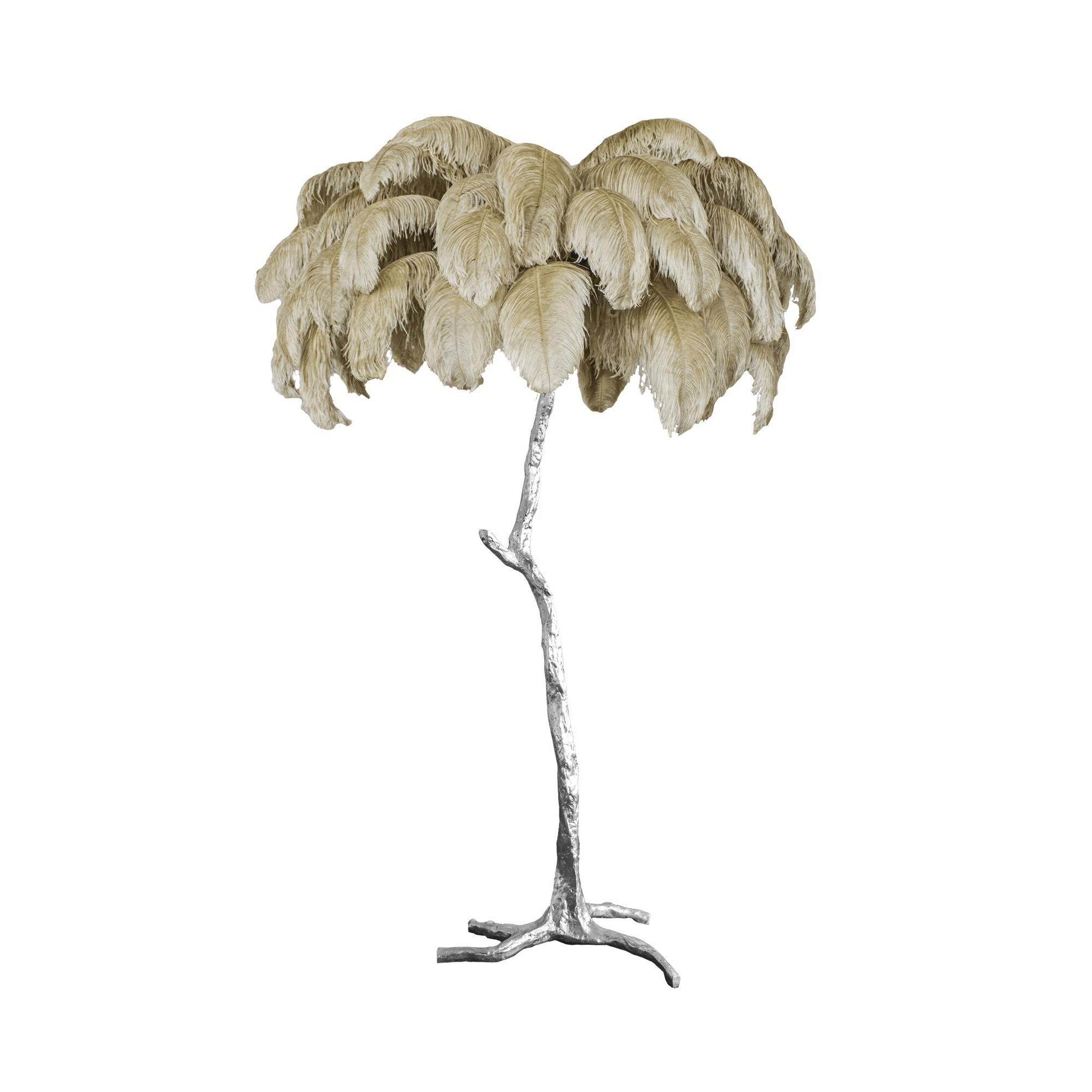 Ostrich Feather Brass Floor Lamp - Blowlighting