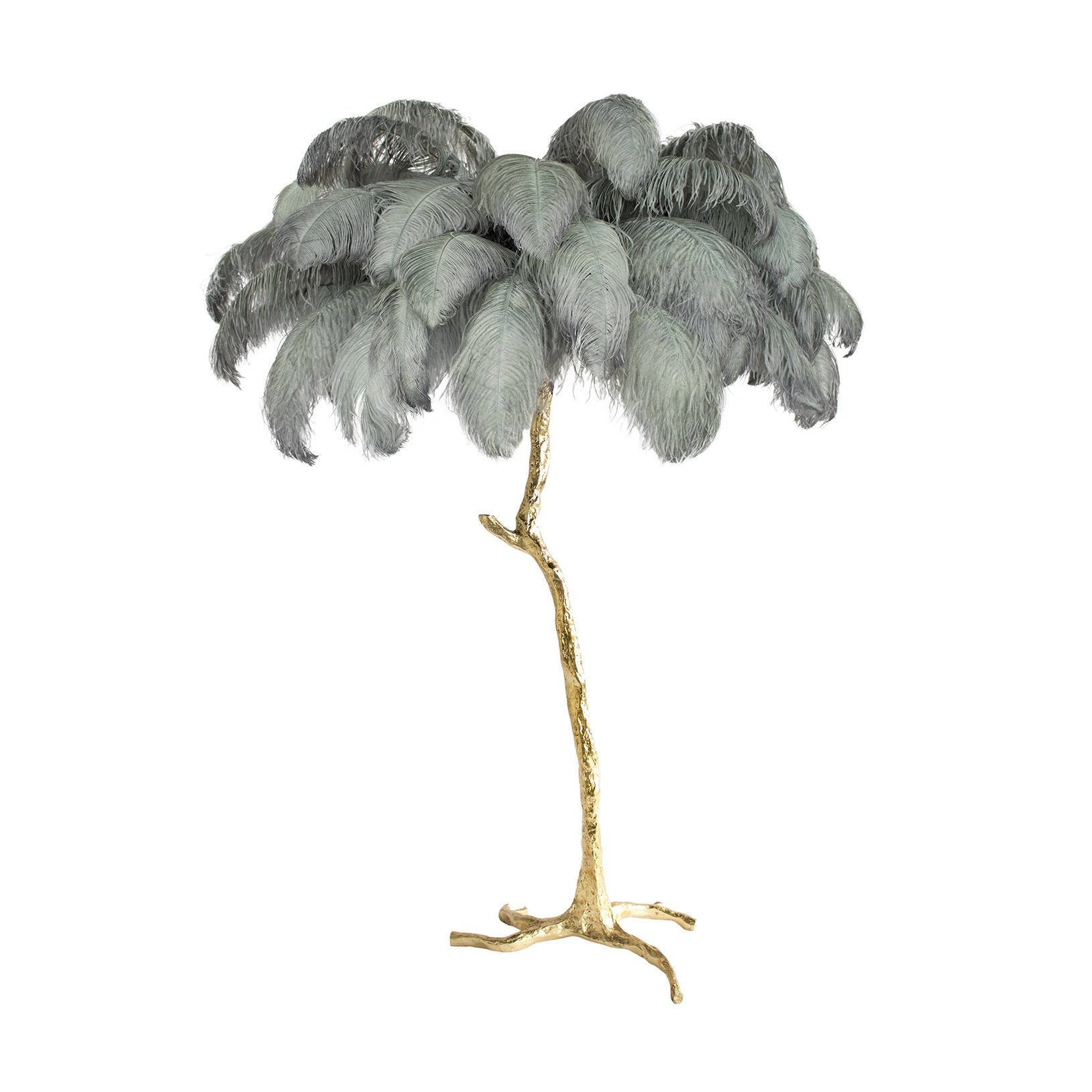 Ostrich Feather Brass Floor Lamp - Blowlighting