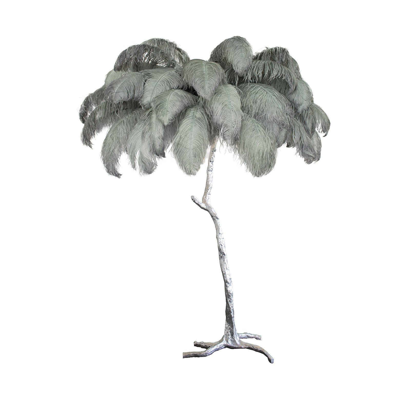 Ostrich Feather Brass Floor Lamp - Blowlighting