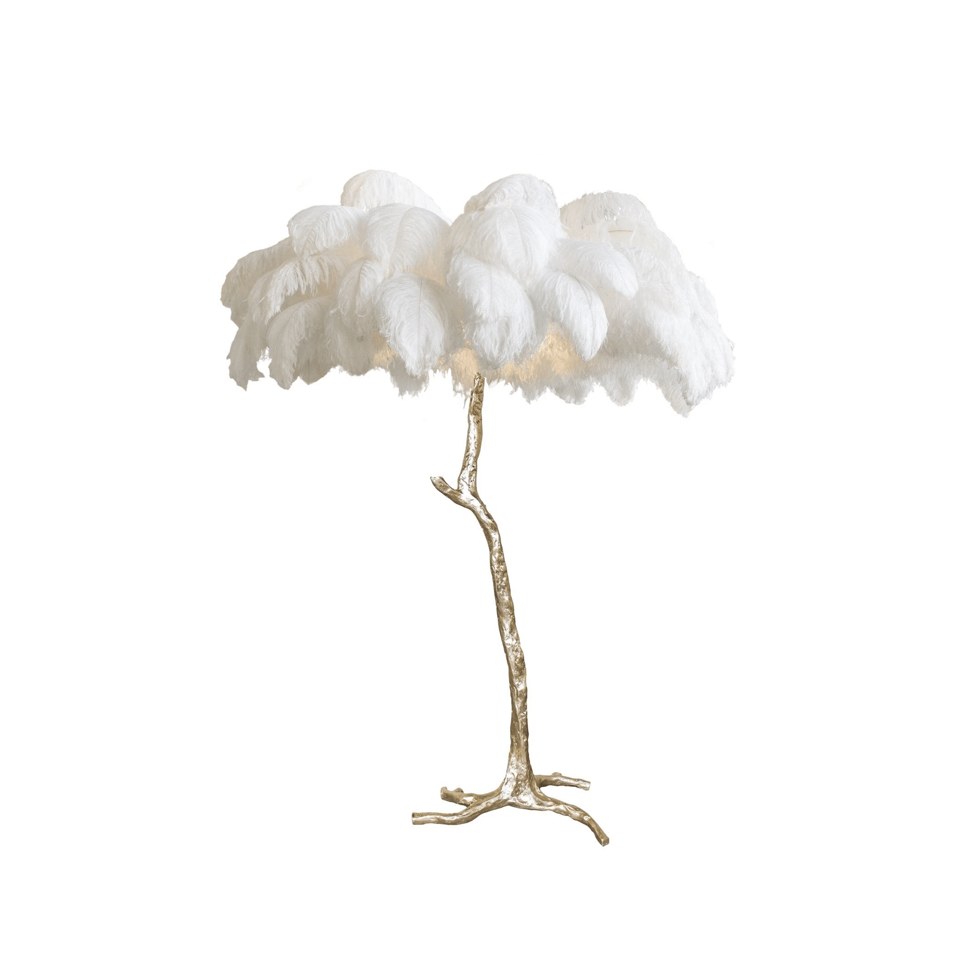 Ostrich Feather Brass Floor Lamp - Blowlighting
