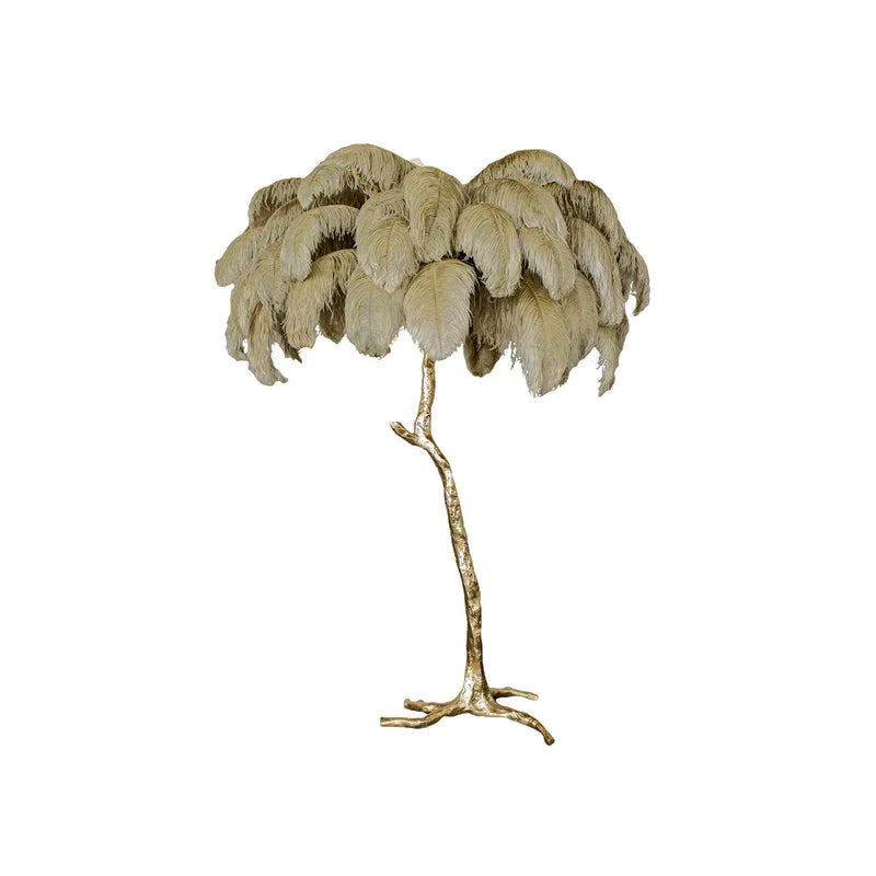 Ostrich Feather Brass Floor Lamp - Blowlighting