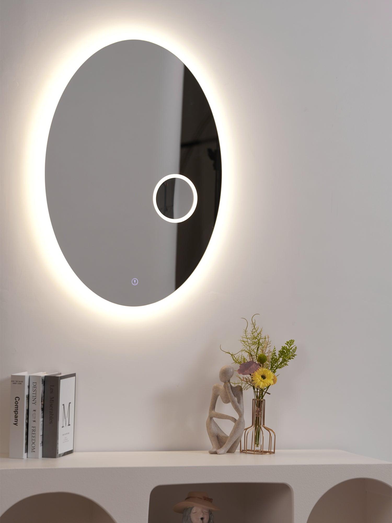 Ovariel Oval Mirror Metal Plastic Wall Light - Blowlighting