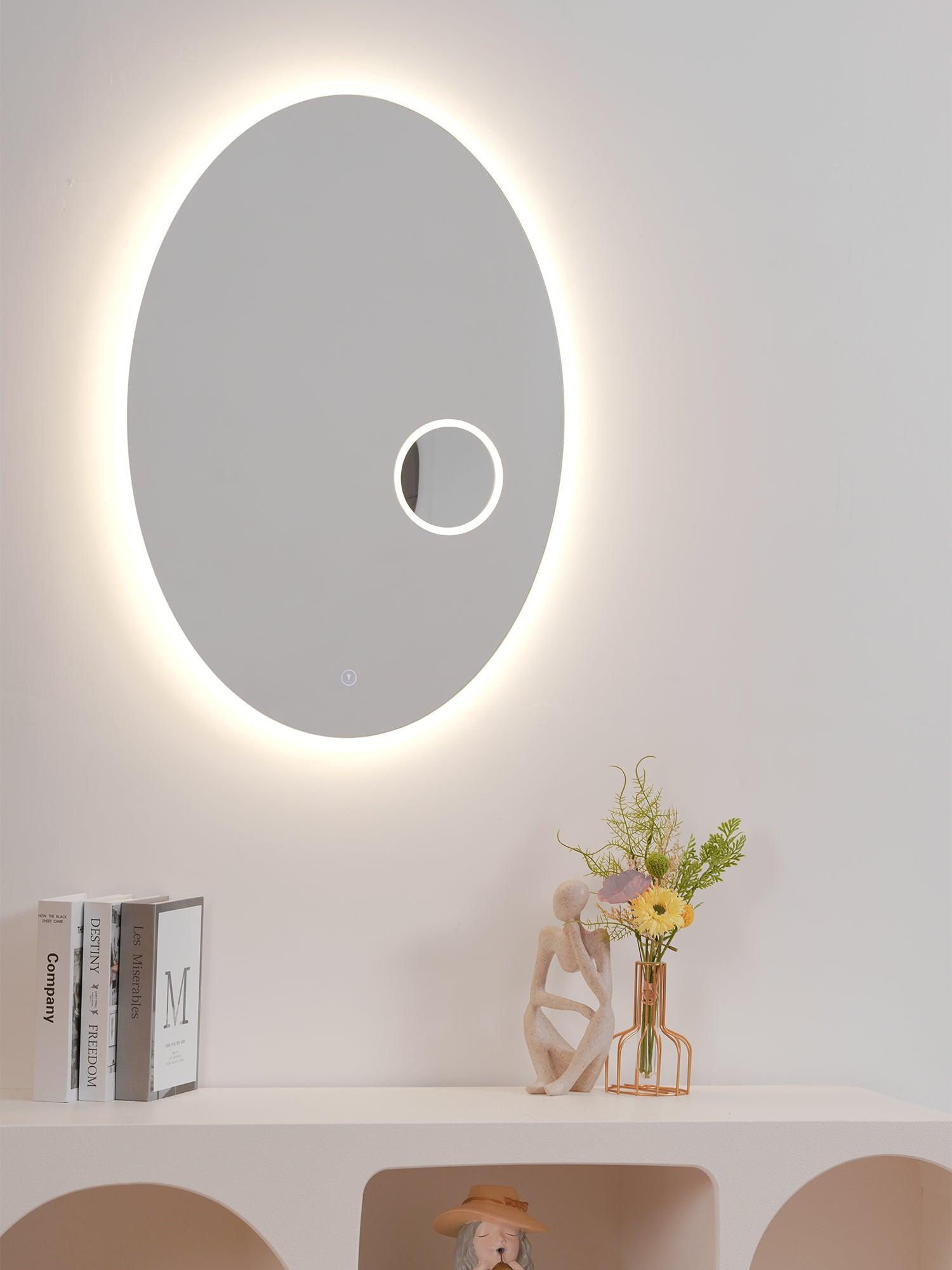 Ovariel Oval Mirror Metal Plastic Wall Light - Blowlighting