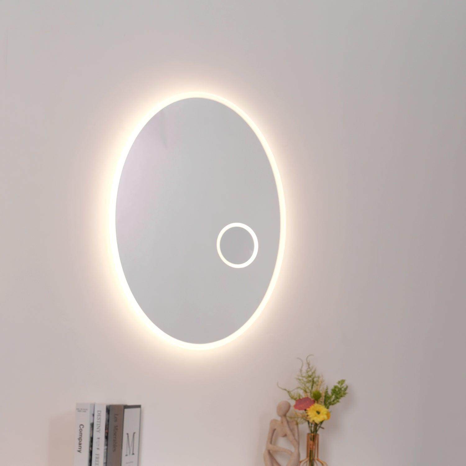 Ovariel Oval Mirror Metal Plastic Wall Light - Blowlighting