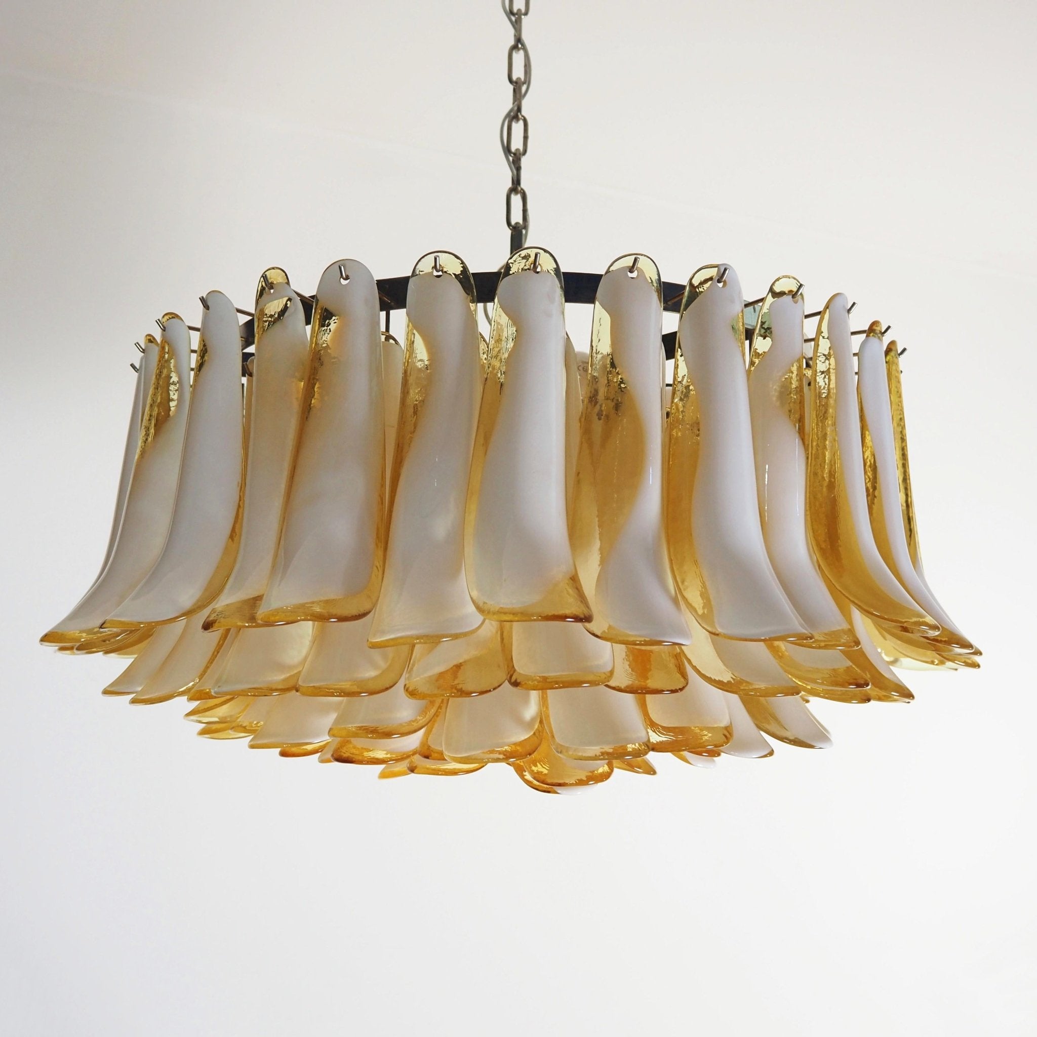 Aurora Chandelier Amber Murano Glass Petal Elegant - Blowlighting