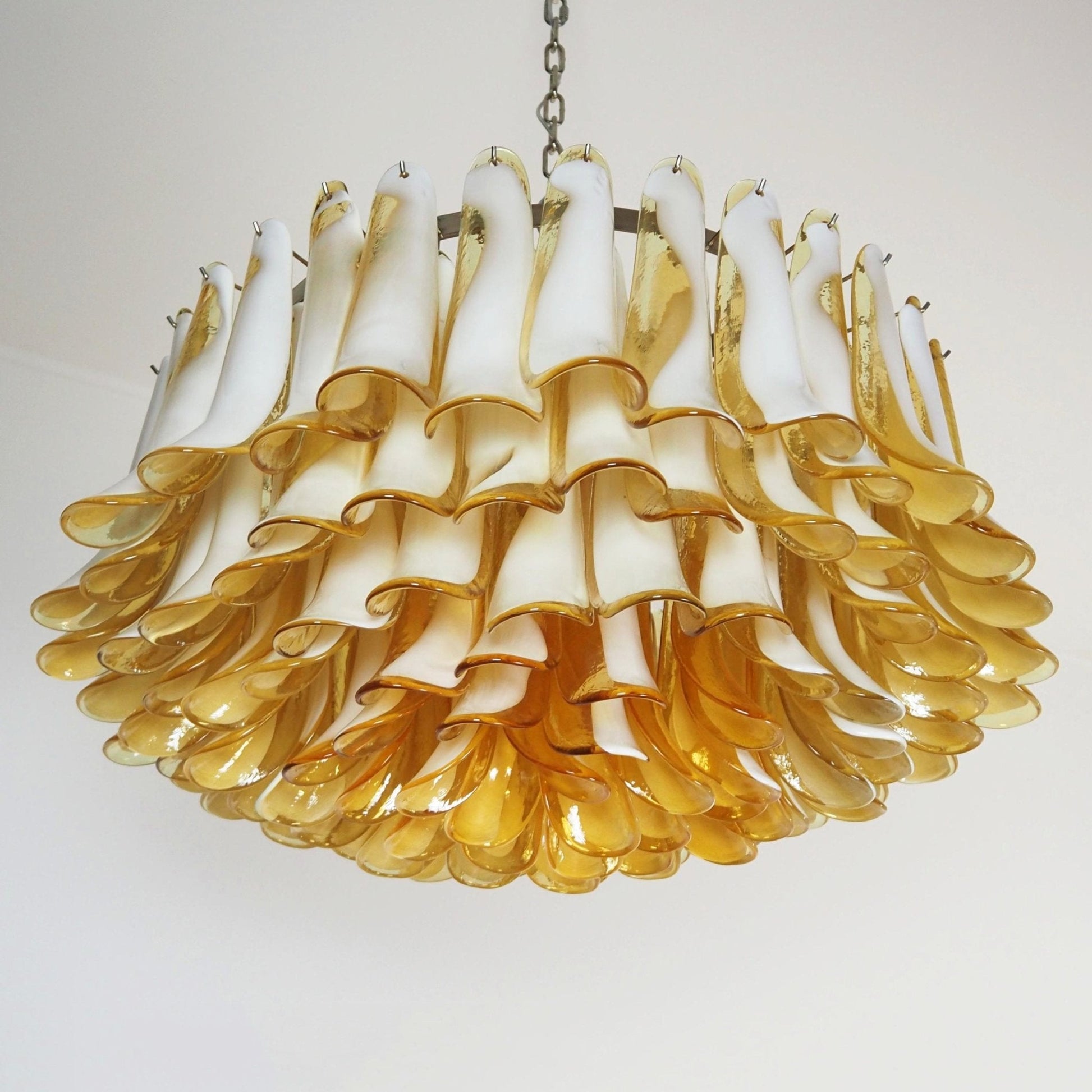 Aurora Chandelier Amber Murano Glass Petal Elegant - Blowlighting