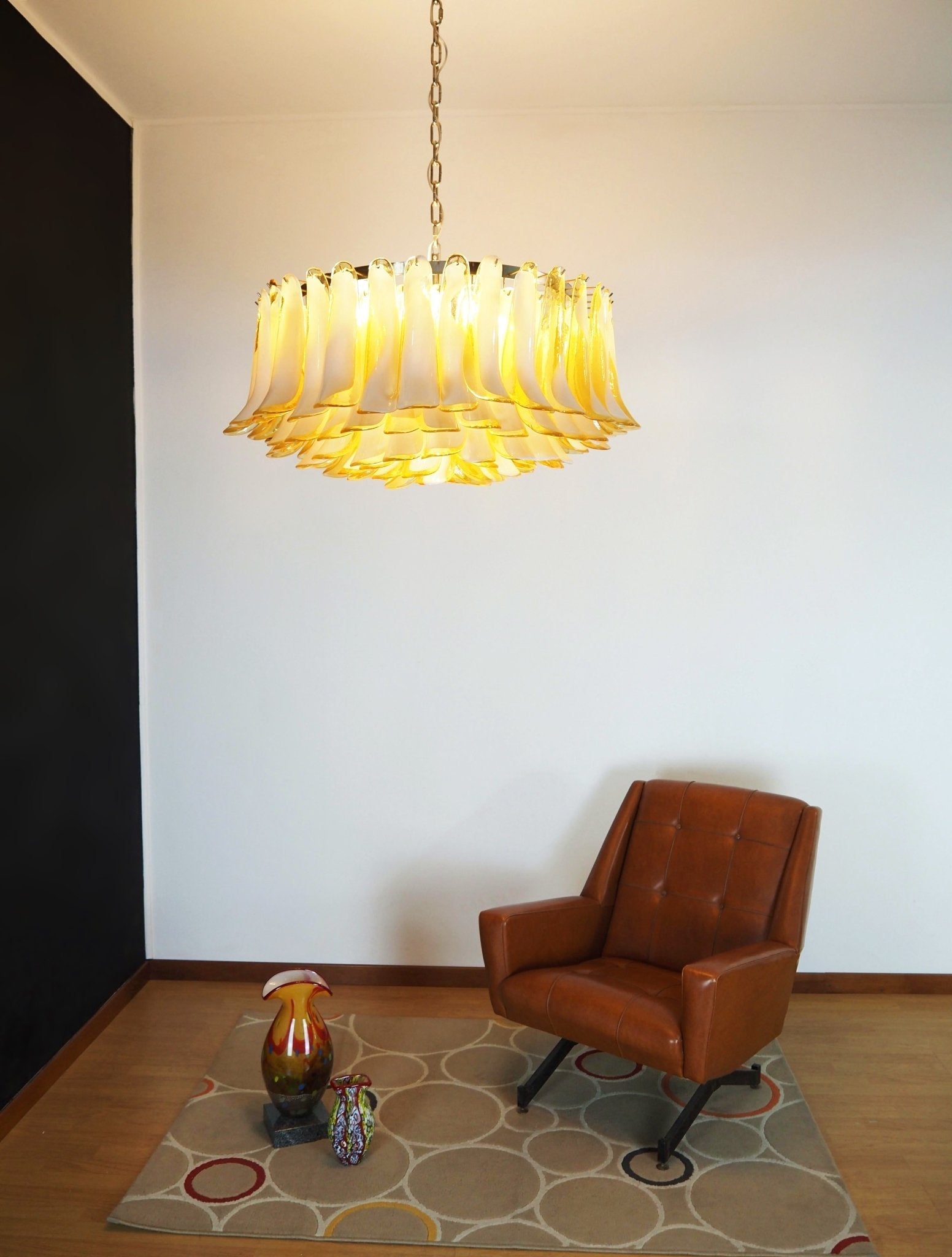 Aurora Chandelier Amber Murano Glass Petal Elegant - Blowlighting