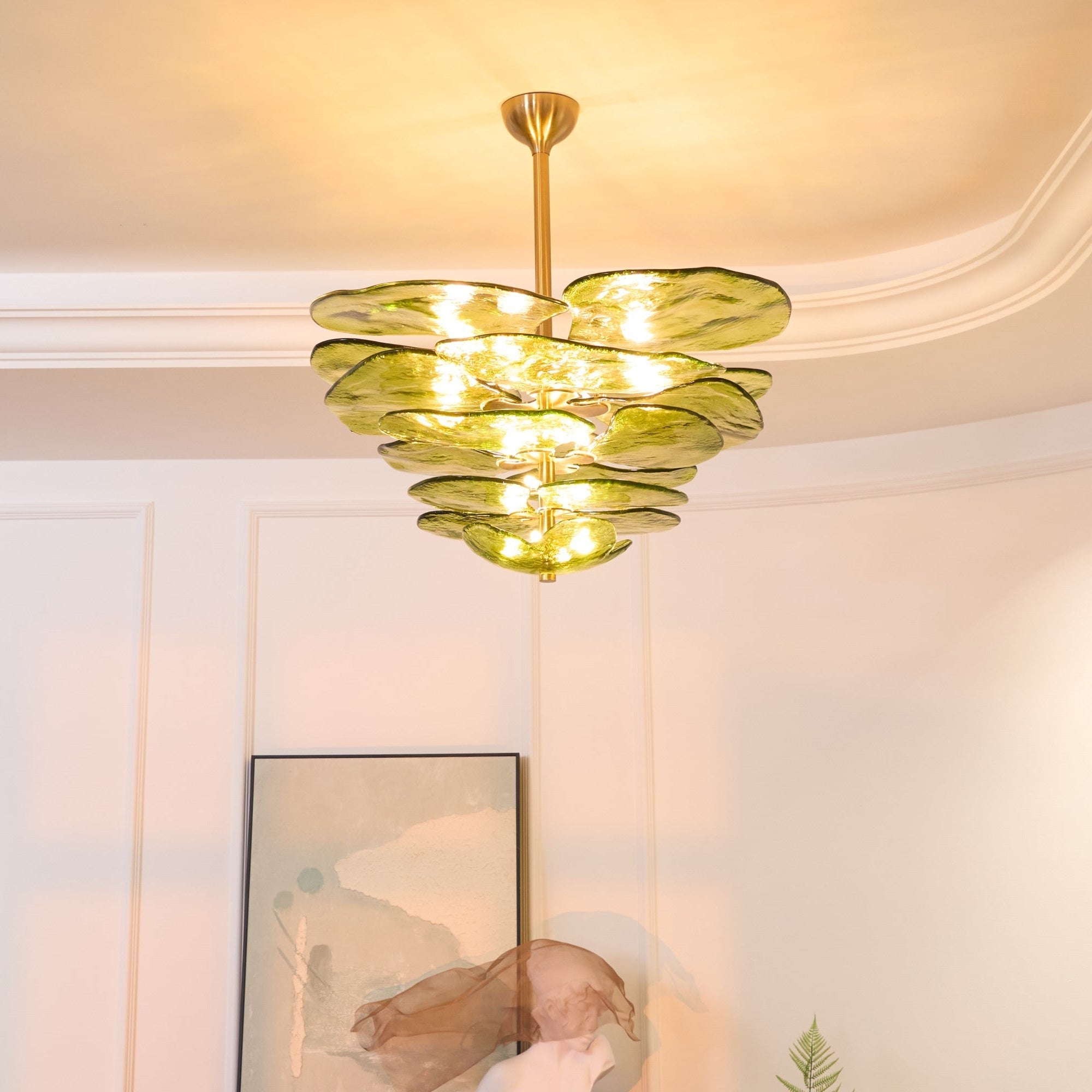 Aurora Chandelier Gold Murano Glass Petal Luxury - Blowlighting