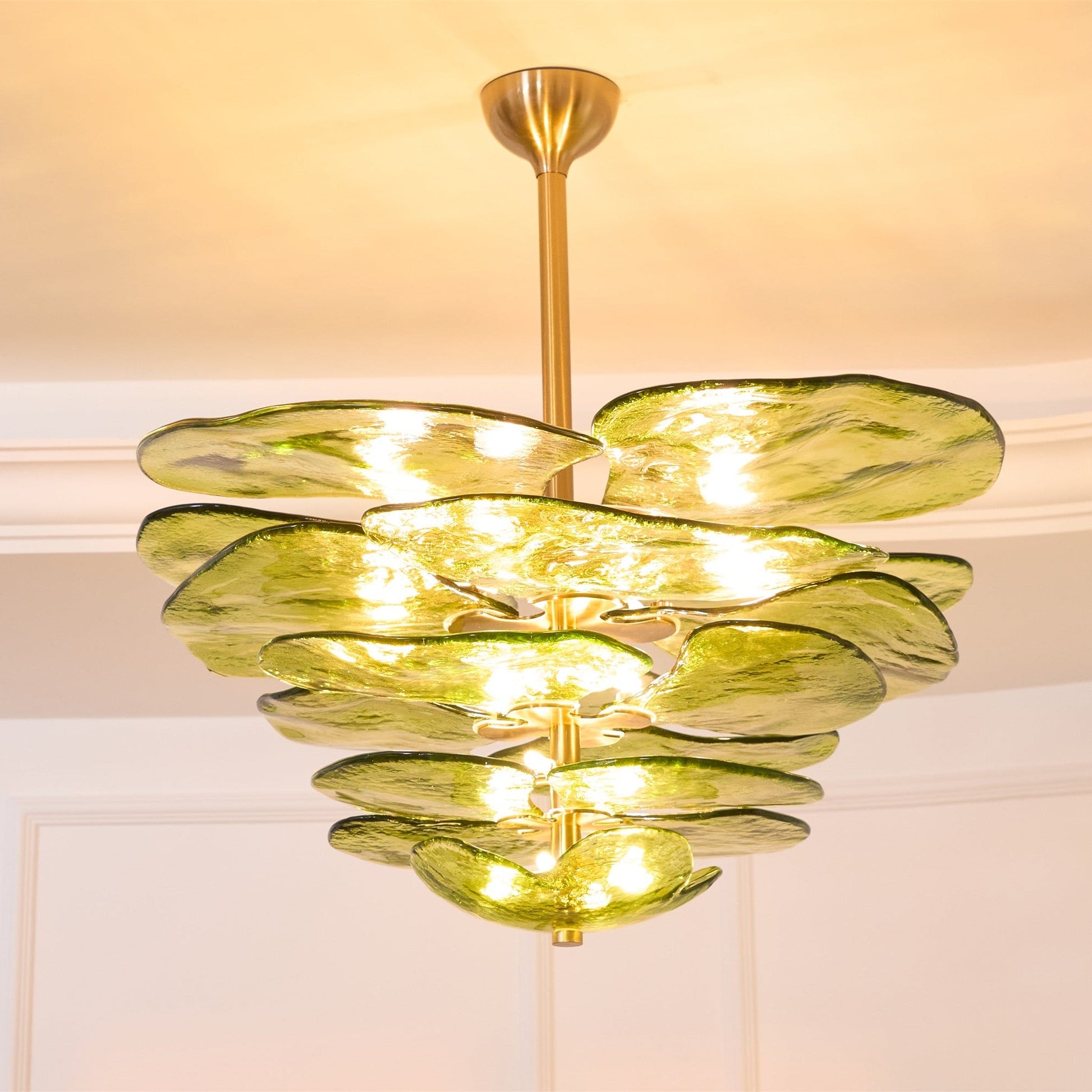 Aurora Chandelier Gold Murano Glass Petal Luxury - Blowlighting