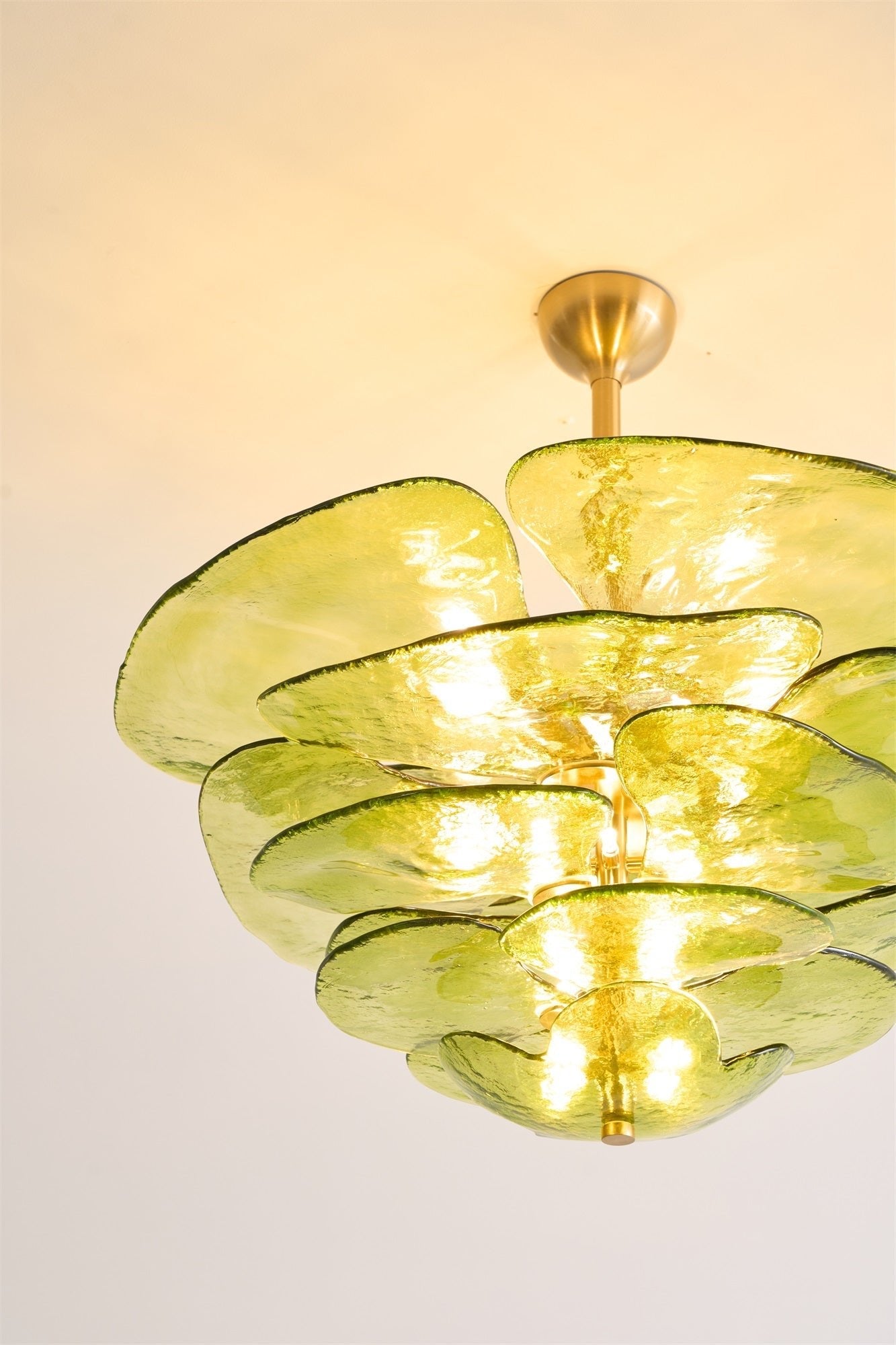 Aurora Chandelier Gold Murano Glass Petal Luxury - Blowlighting