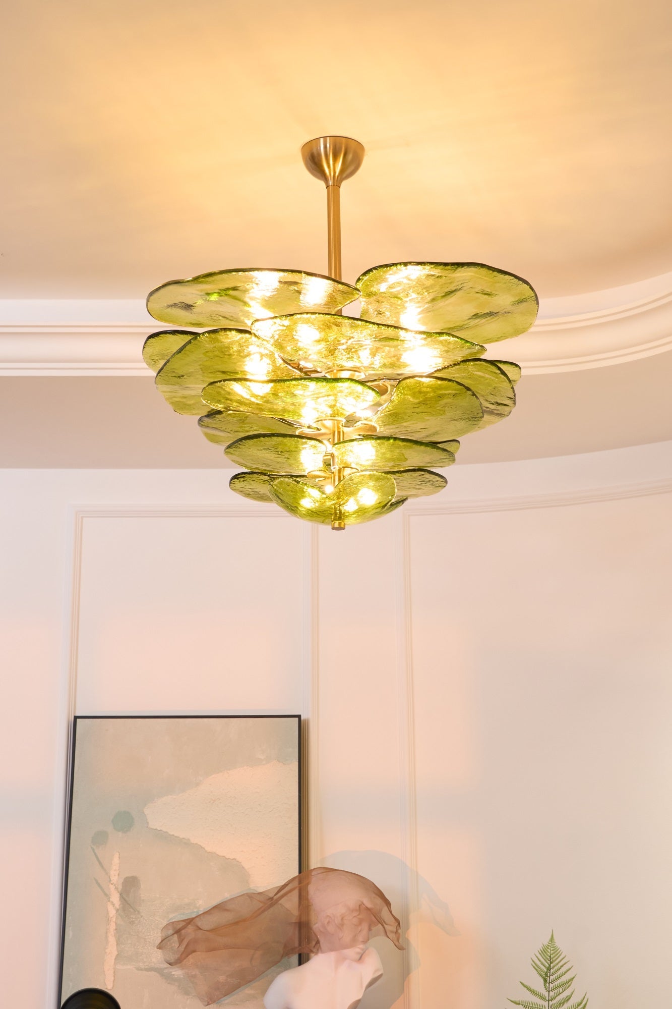 Aurora Chandelier Gold Murano Glass Petal Luxury - Blowlighting