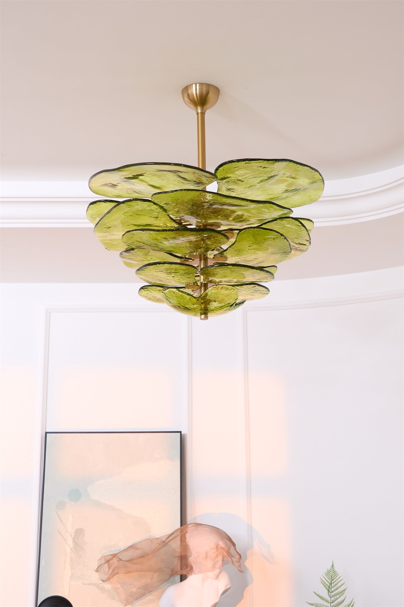 Aurora Chandelier Gold Murano Glass Petal Luxury - Blowlighting