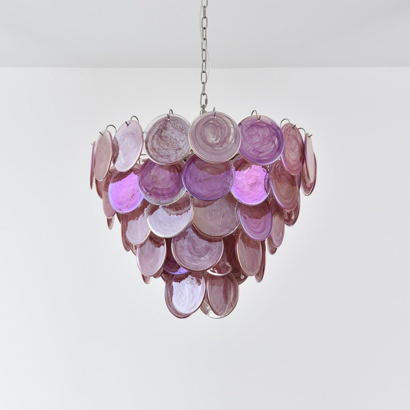 Aurora Chandelier Pink Murano Disc Layered Contemporary - Blowlighting