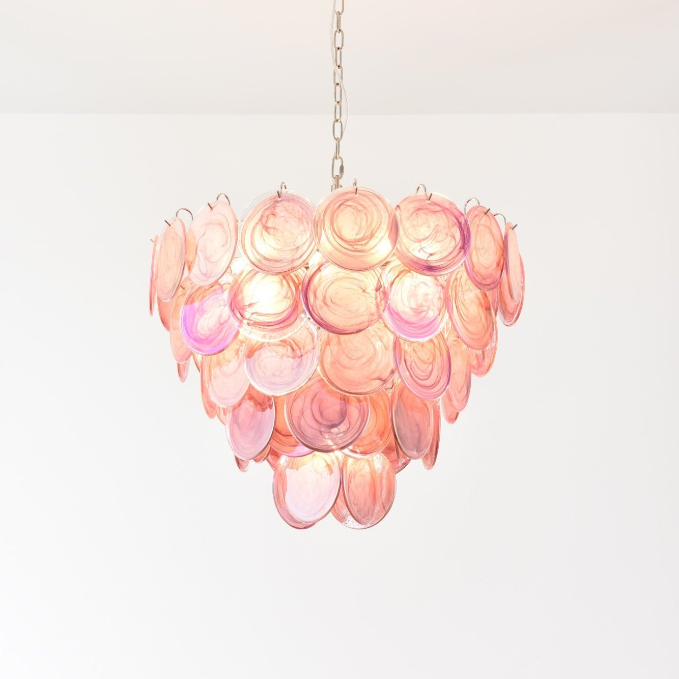 Aurora Chandelier Pink Murano Disc Layered Contemporary - Blowlighting