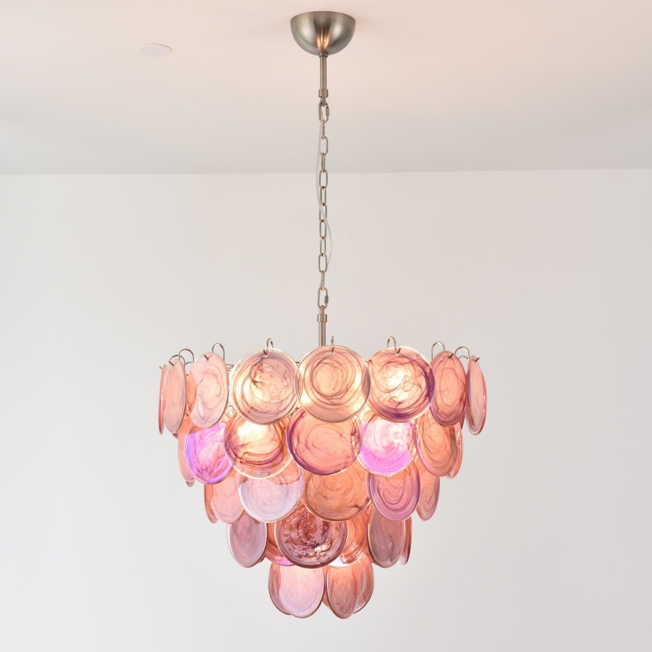 Aurora Chandelier Pink Murano Disc Layered Contemporary - Blowlighting