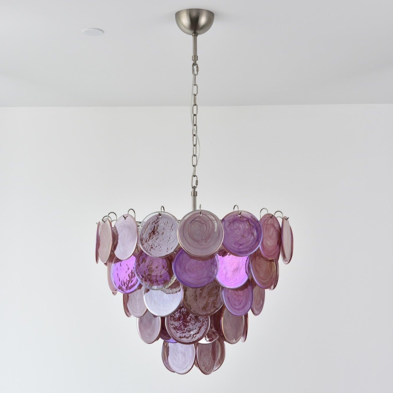 Aurora Chandelier Pink Murano Disc Layered Contemporary - Blowlighting
