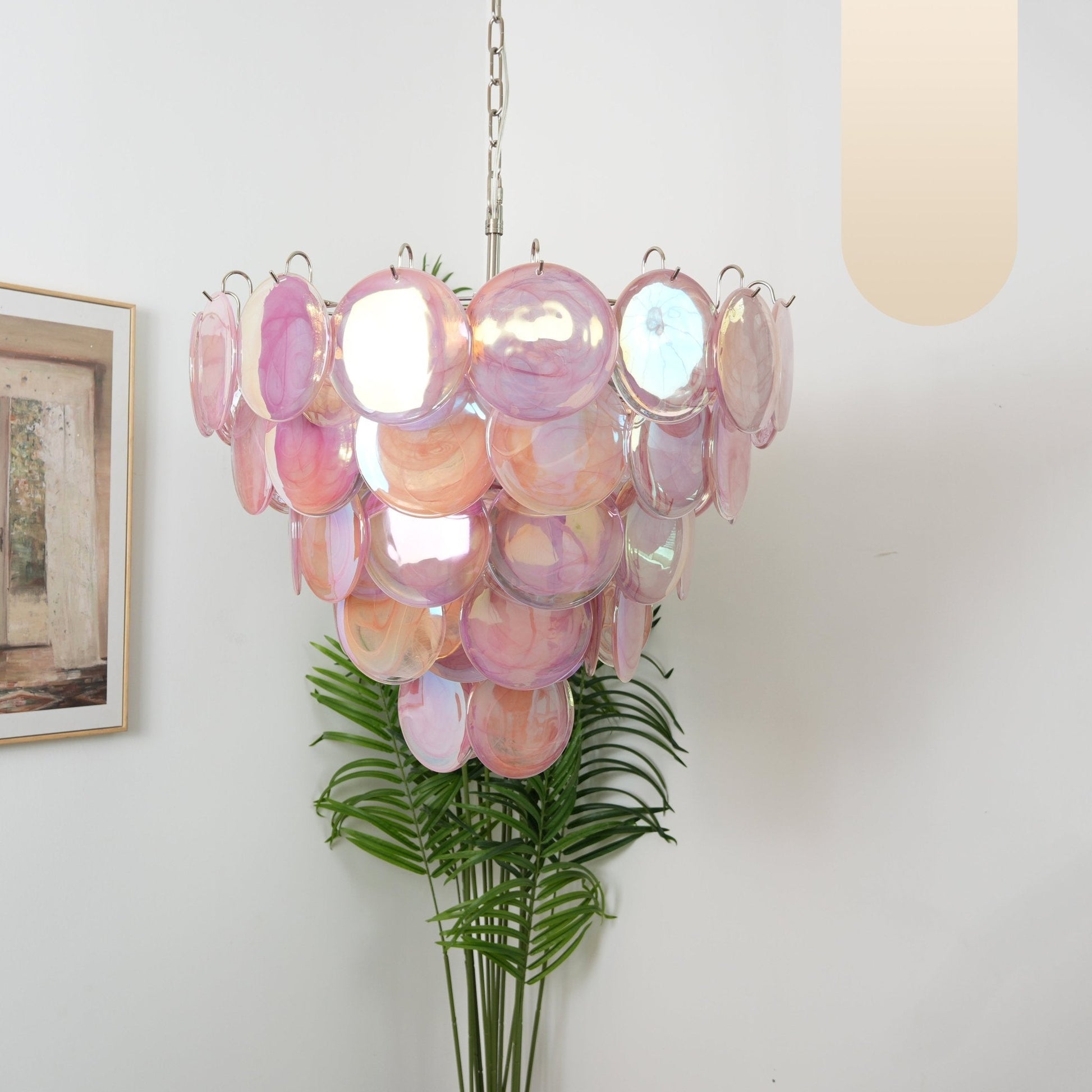 Aurora Chandelier Pink Murano Disc Layered Contemporary - Blowlighting