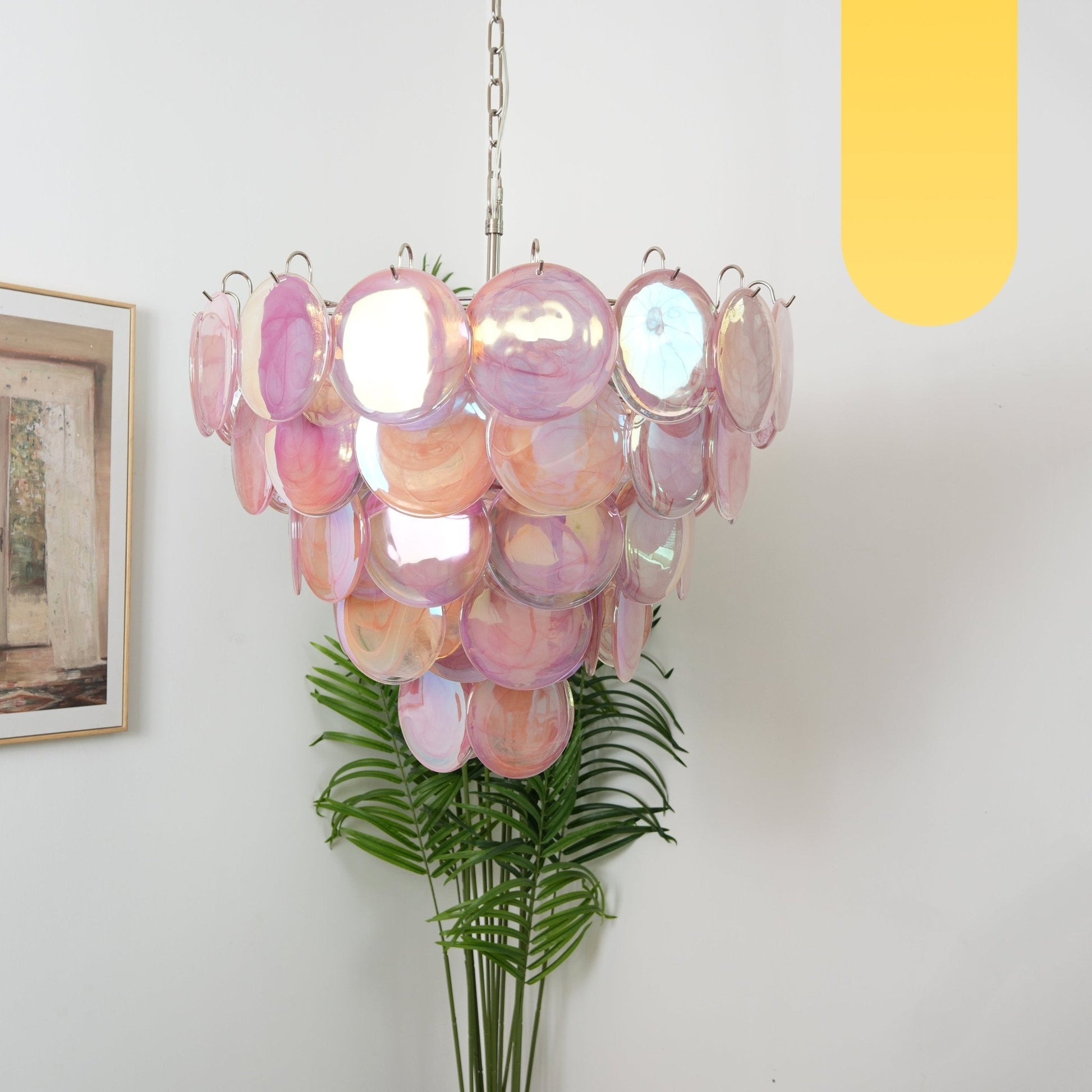 Aurora Chandelier Pink Murano Disc Layered Contemporary - Blowlighting