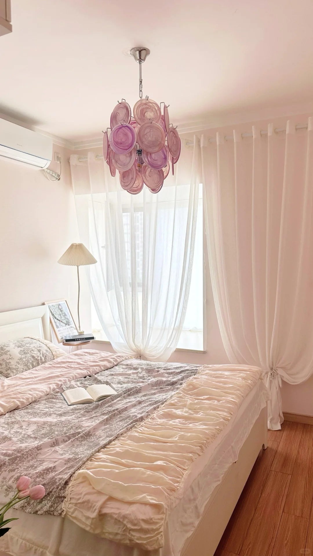 Aurora Chandelier Pink Murano Glass Disc Vintage Charm - Blowlighting