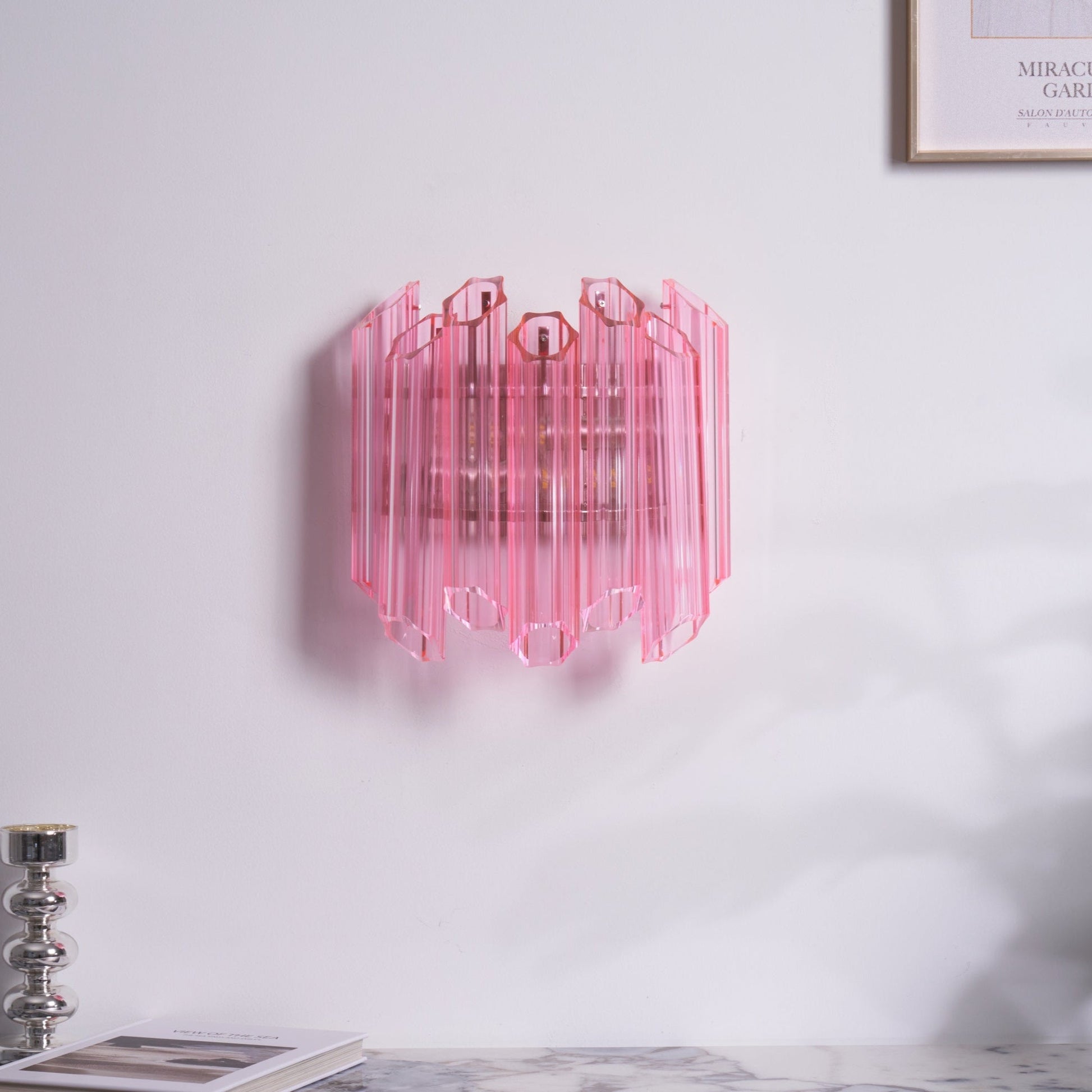Aurora Wall Lamp Pink Murano Glass Tube - Blowlighting