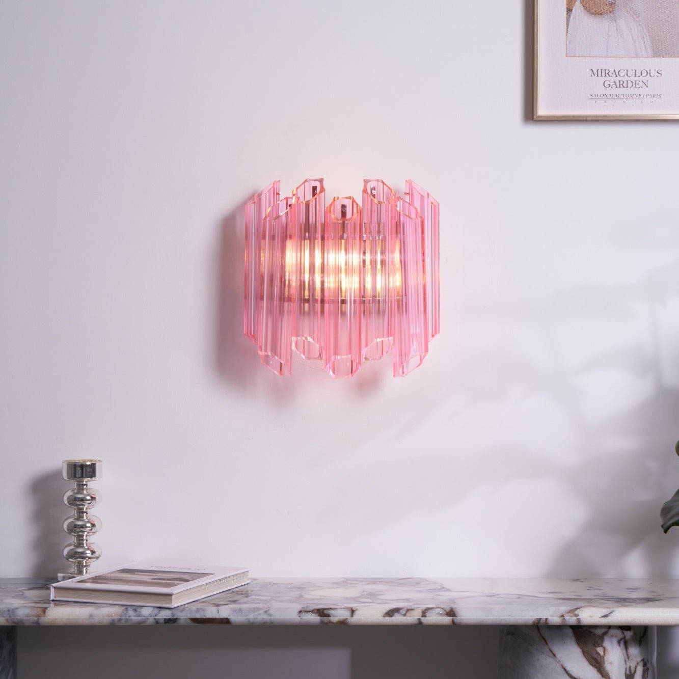 Aurora Wall Lamp Pink Murano Glass Tube - Blowlighting