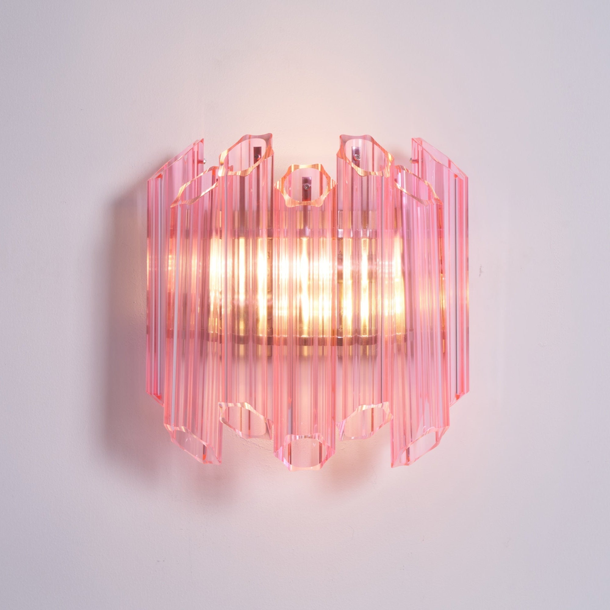 Aurora Wall Lamp Pink Murano Glass Tube - Blowlighting