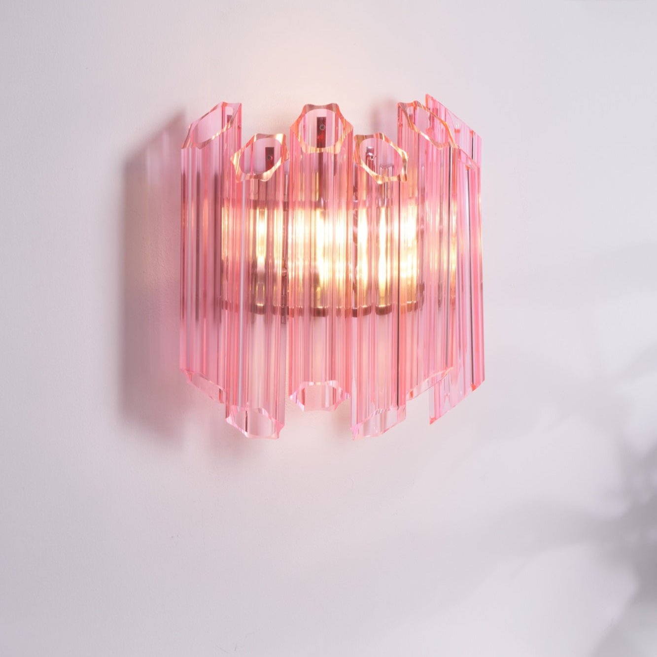 Aurora Wall Lamp Pink Murano Glass Tube - Blowlighting