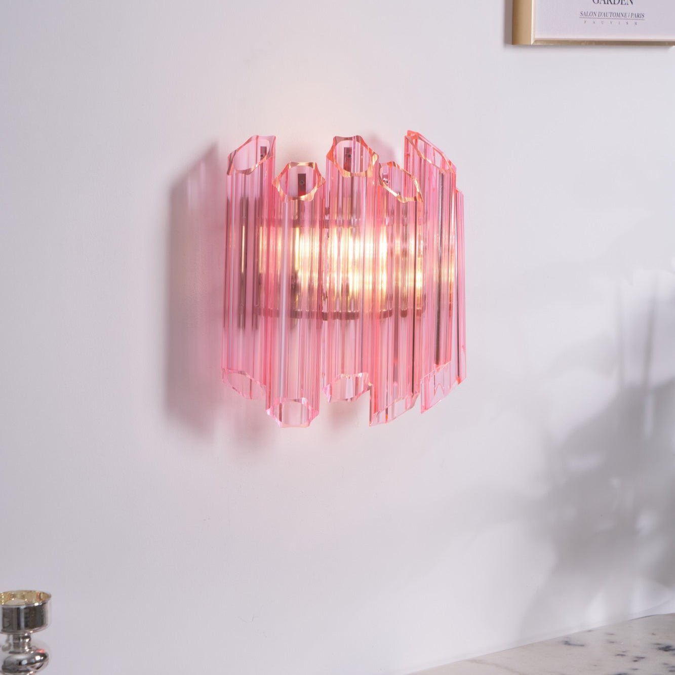 Aurora Wall Lamp Pink Murano Glass Tube - Blowlighting