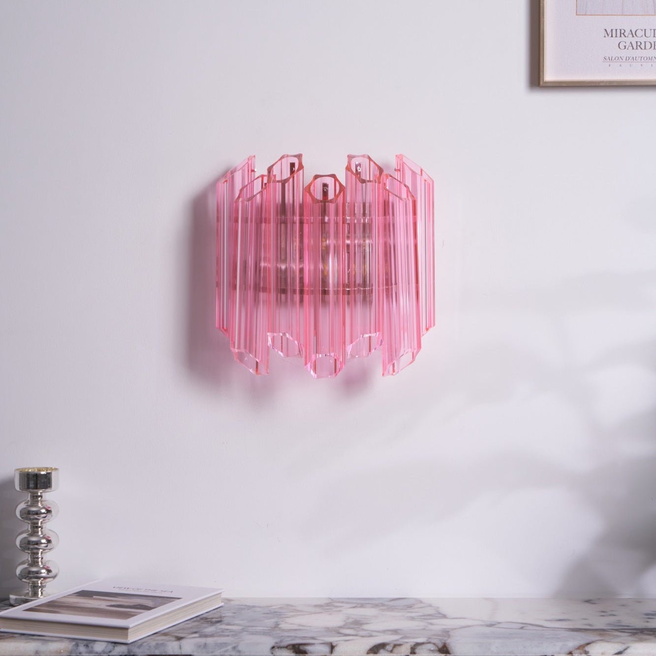 Aurora Wall Lamp Pink Murano Glass Tube - Blowlighting