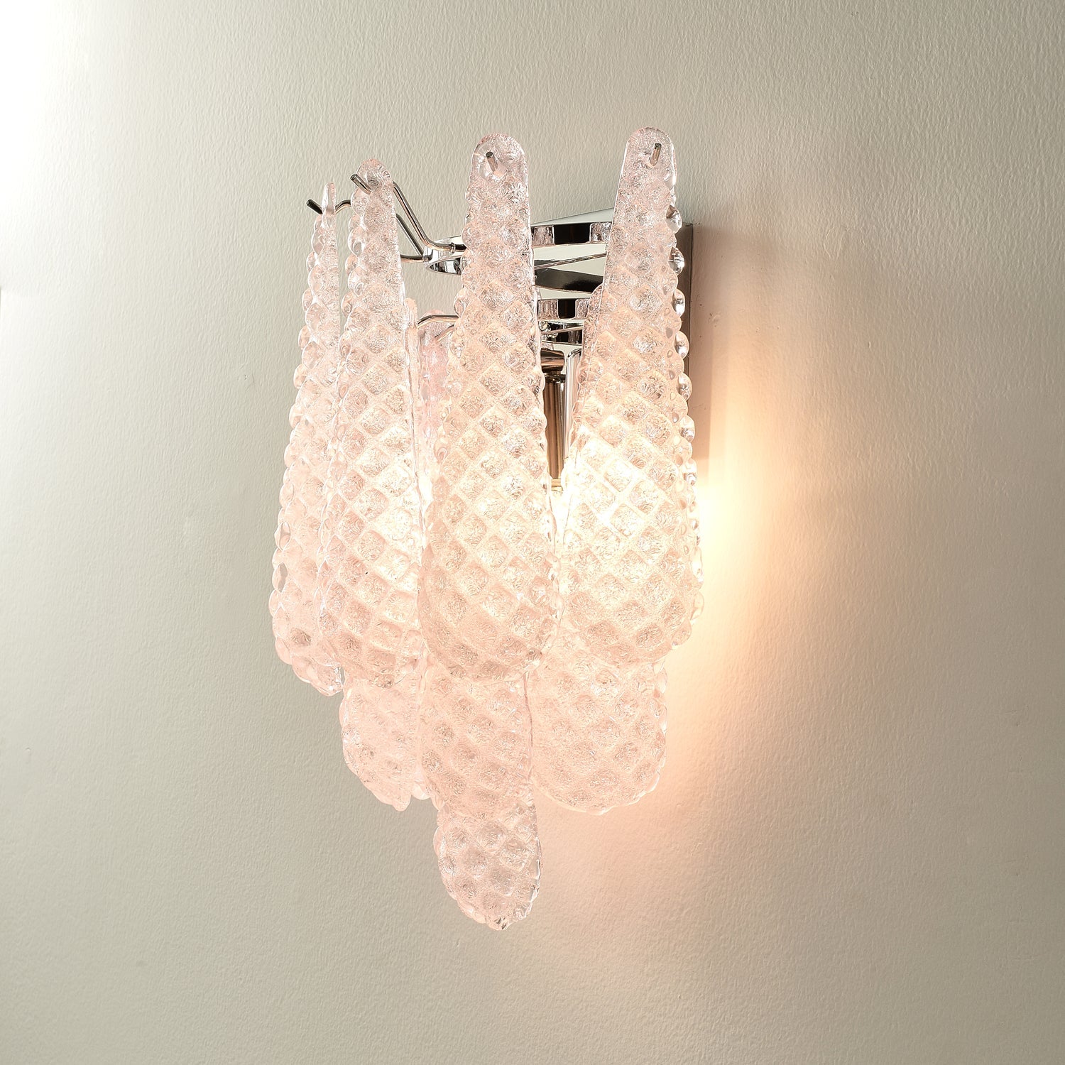 Aurora Wall Sconce Pink Waffle Glass Modern - Blowlighting