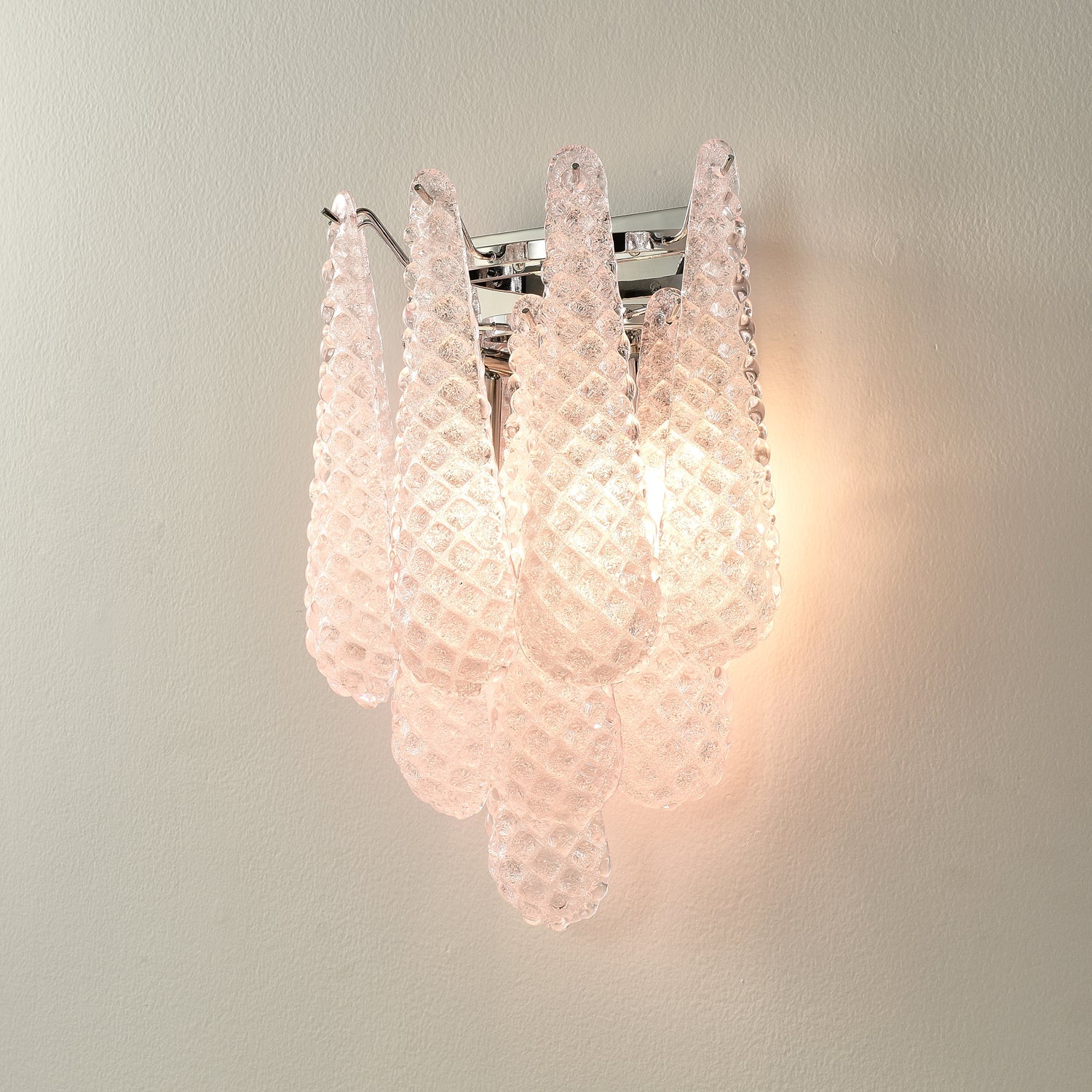 Aurora Wall Sconce Pink Waffle Glass Modern - Blowlighting