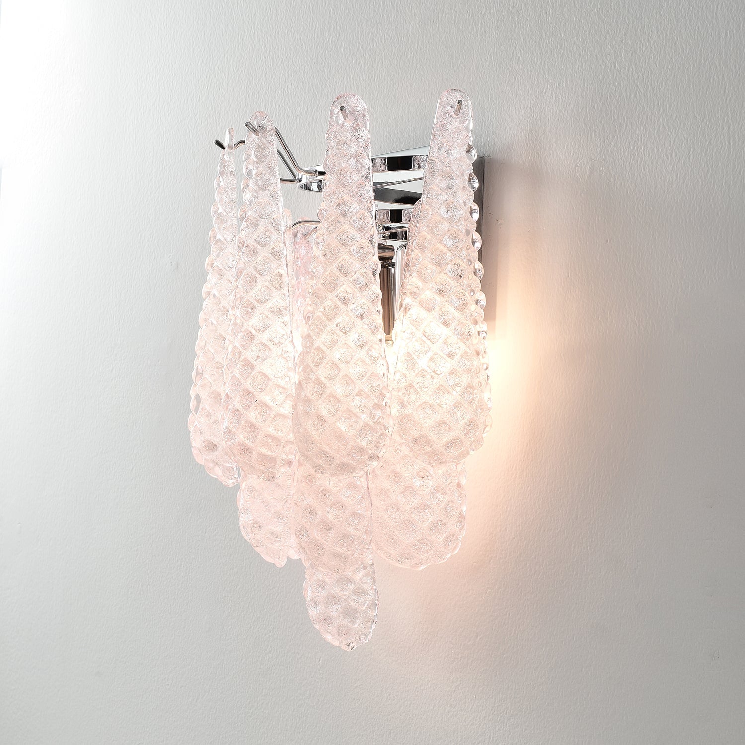 Aurora Wall Sconce Pink Waffle Glass Modern - Blowlighting
