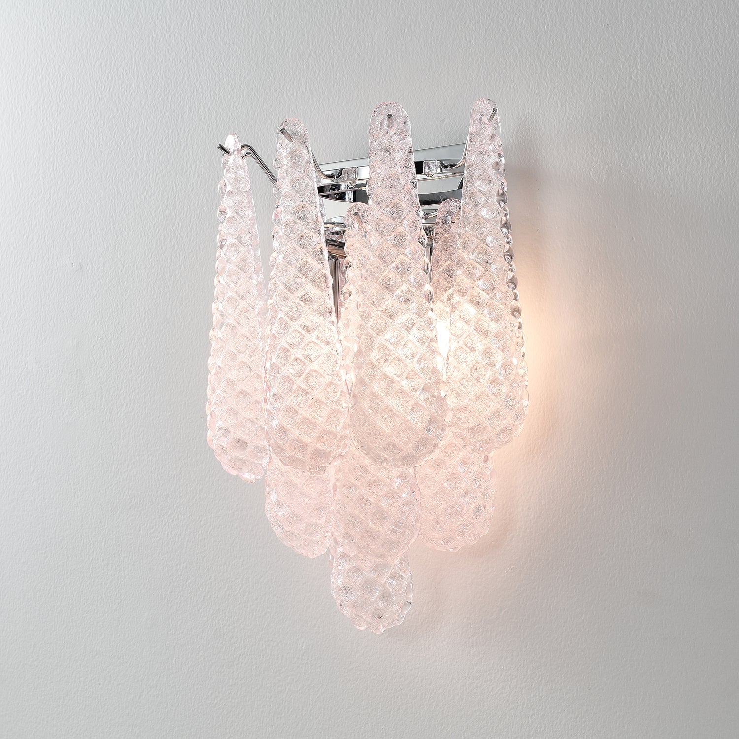 Aurora Wall Sconce Pink Waffle Glass Modern - Blowlighting